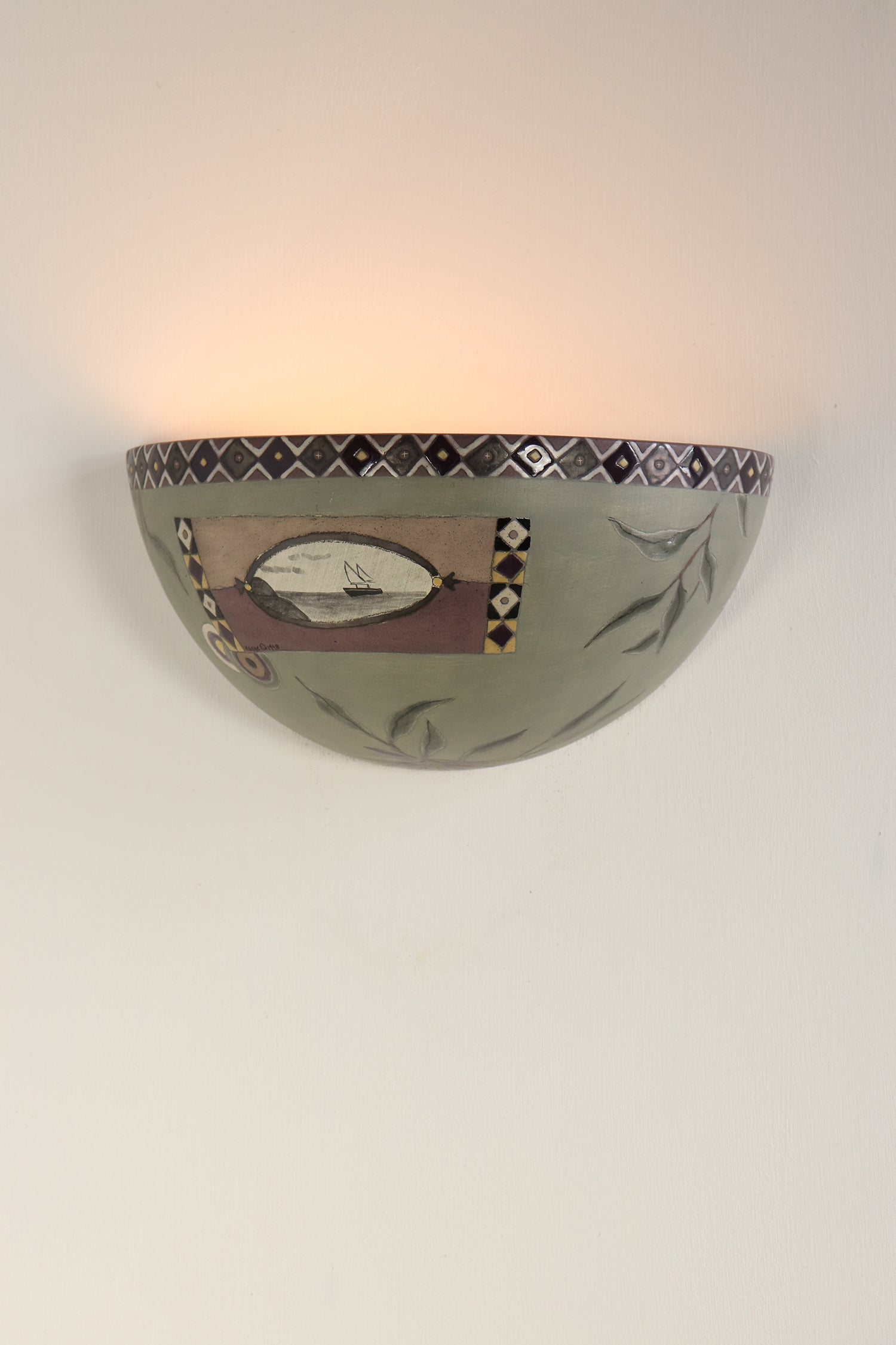 Janna Ugone & Co Wall Sconces Ceramic Half Sphere Sconce in Photos in Asters and Sage