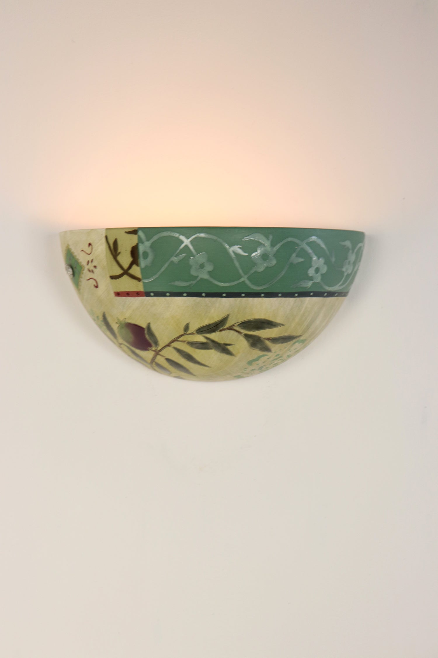 Janna Ugone & Co Wall Sconces Ceramic Half Sphere Sconce in Pomegranate Ribbon