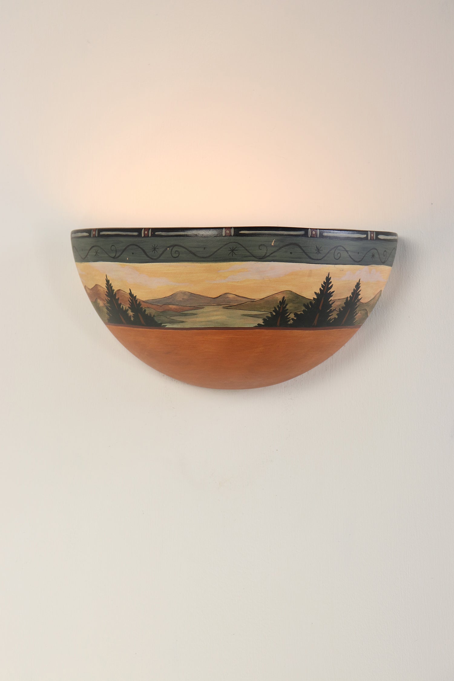 Janna Ugone & Co Wall Sconces Ceramic Half Sphere Sconce in Sundance Northwest Scene
