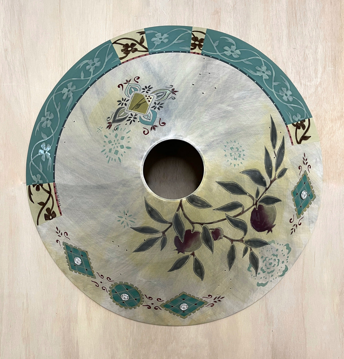 Ceramic Lampshade in Pomegranate Ribbon