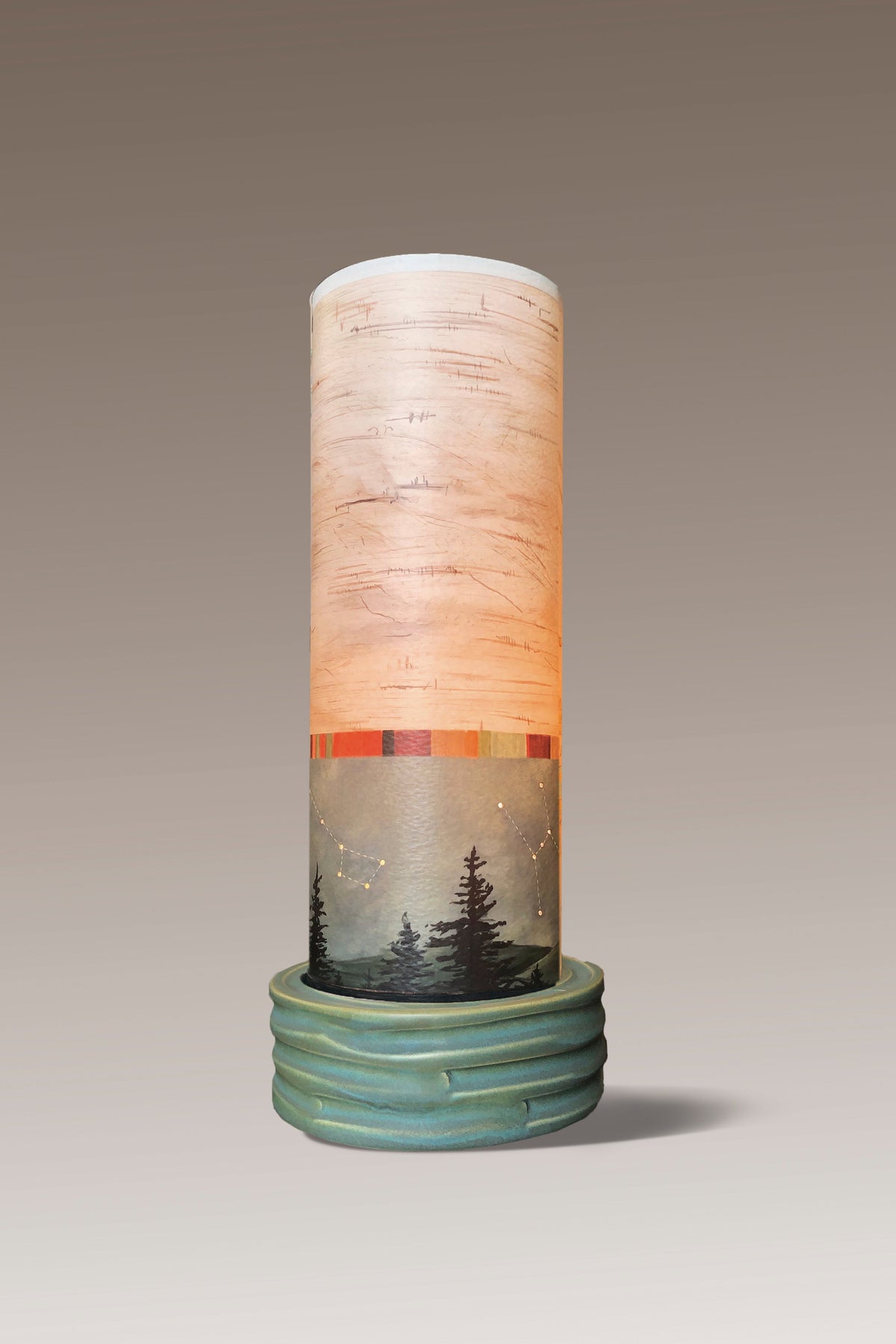 Ceramic Luminaire Accent Lamp with Birch Midnight Shade