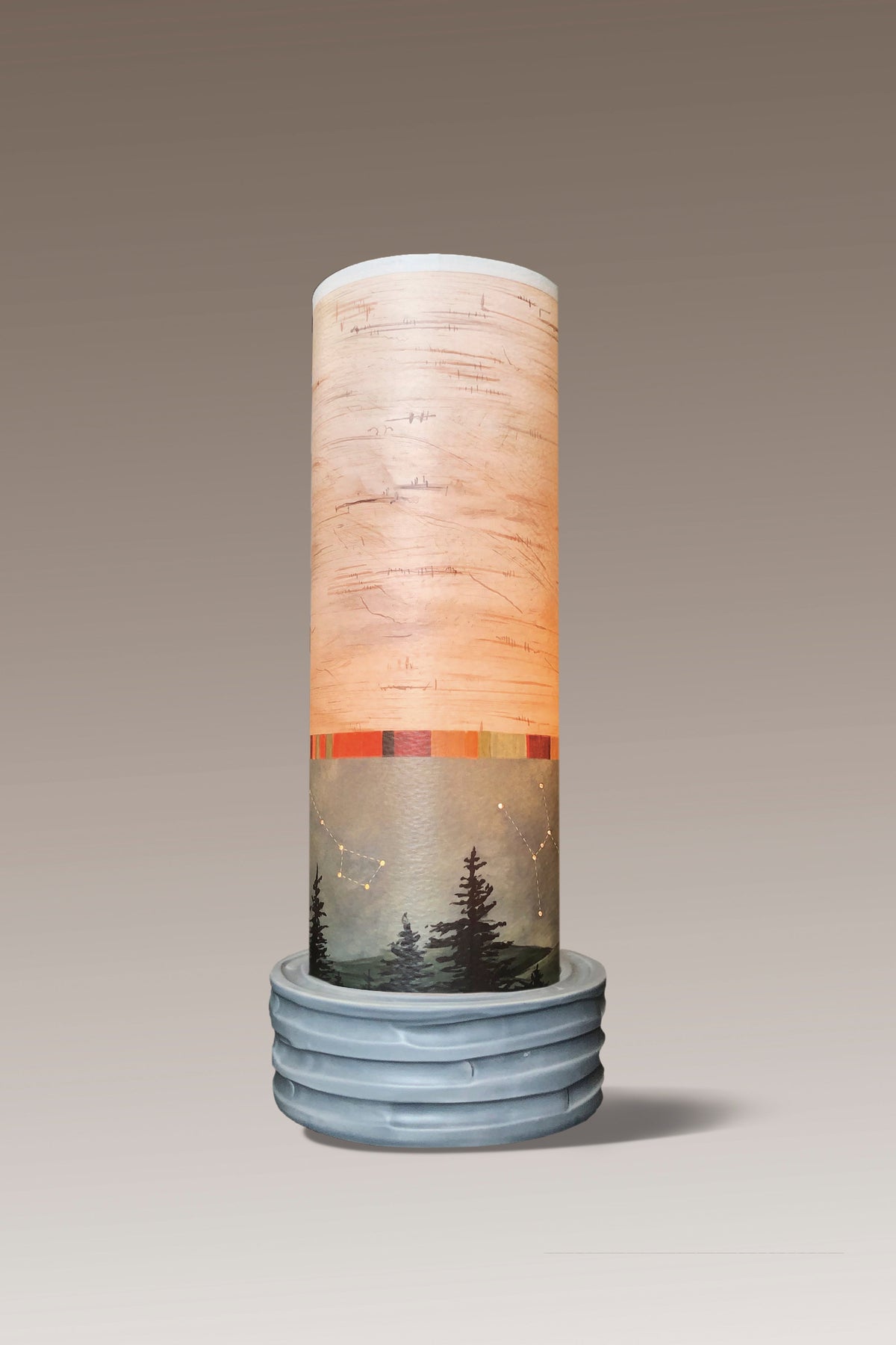 Janna Ugone &amp; Co Luminaires Dove Gray Ceramic Luminaire Accent Lamp with Birch Midnight Shade