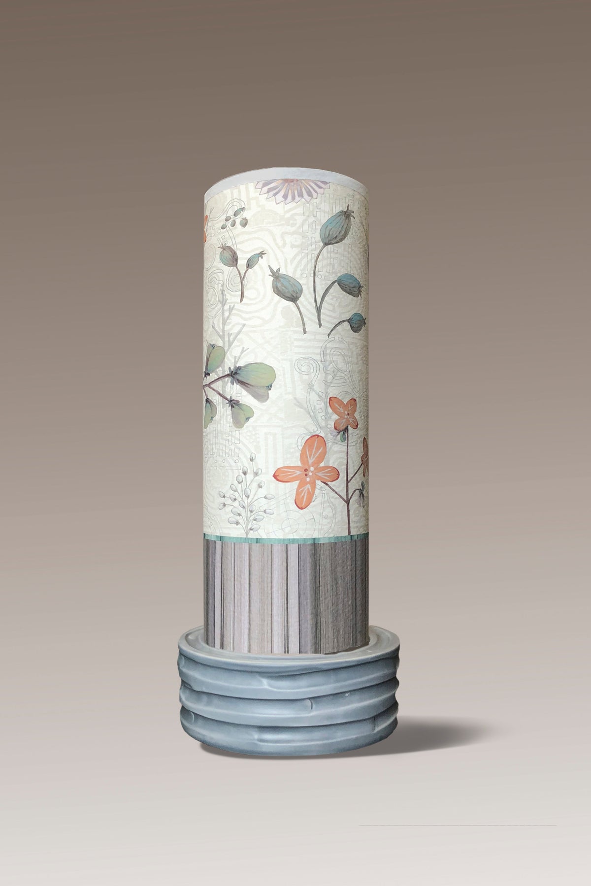 Ceramic Luminaire Accent Lamp with Flora and Maze Shade