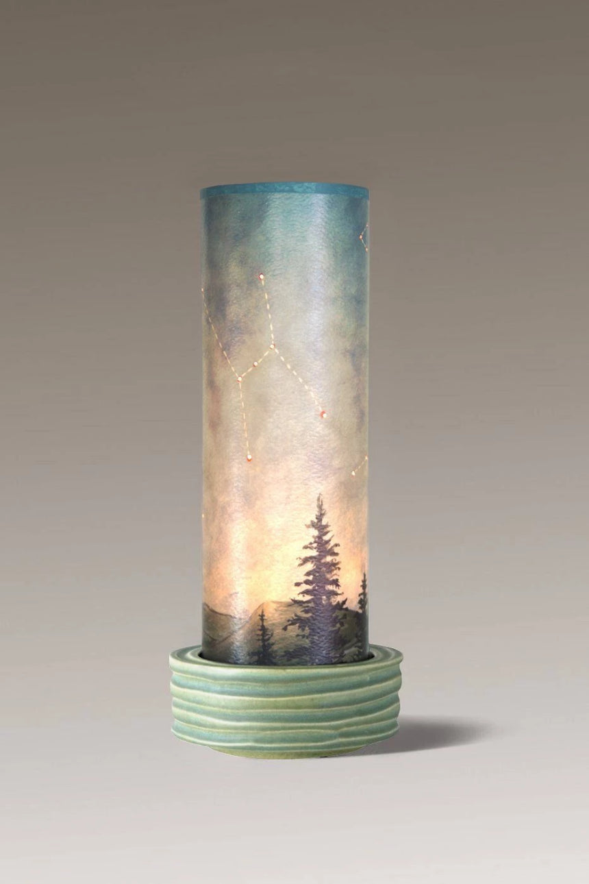 Janna Ugone &amp; Co Luminaires Old Copper Ceramic Luminaire Accent Lamp with Midnight Sky Shade