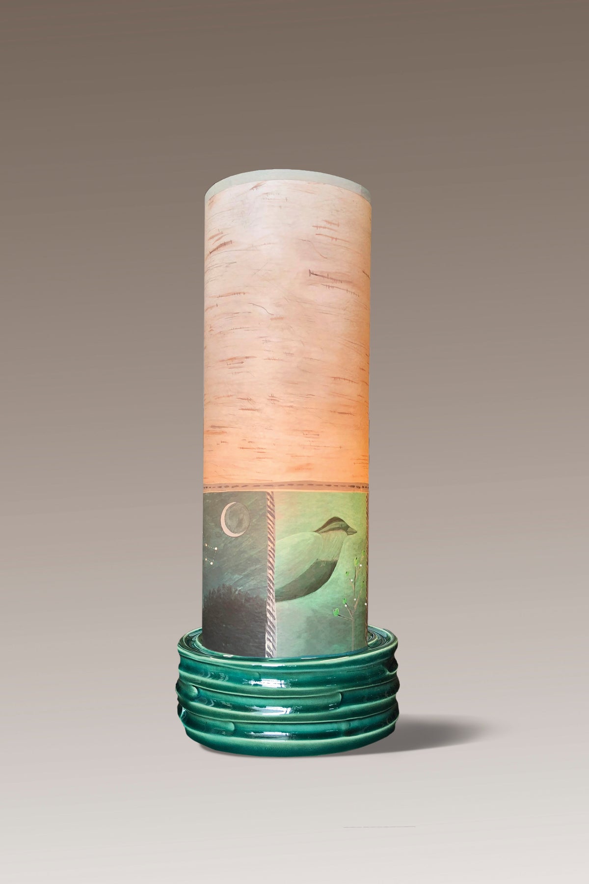 Ceramic Luminaire Accent Lamp with Woodland Trails in Birch Shade