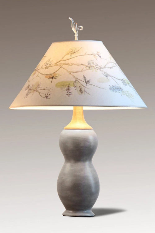 Janna Ugone & Co Table Lamps Ceramic & Maple Table Lamp with Large Conical Shade in Artful Branch