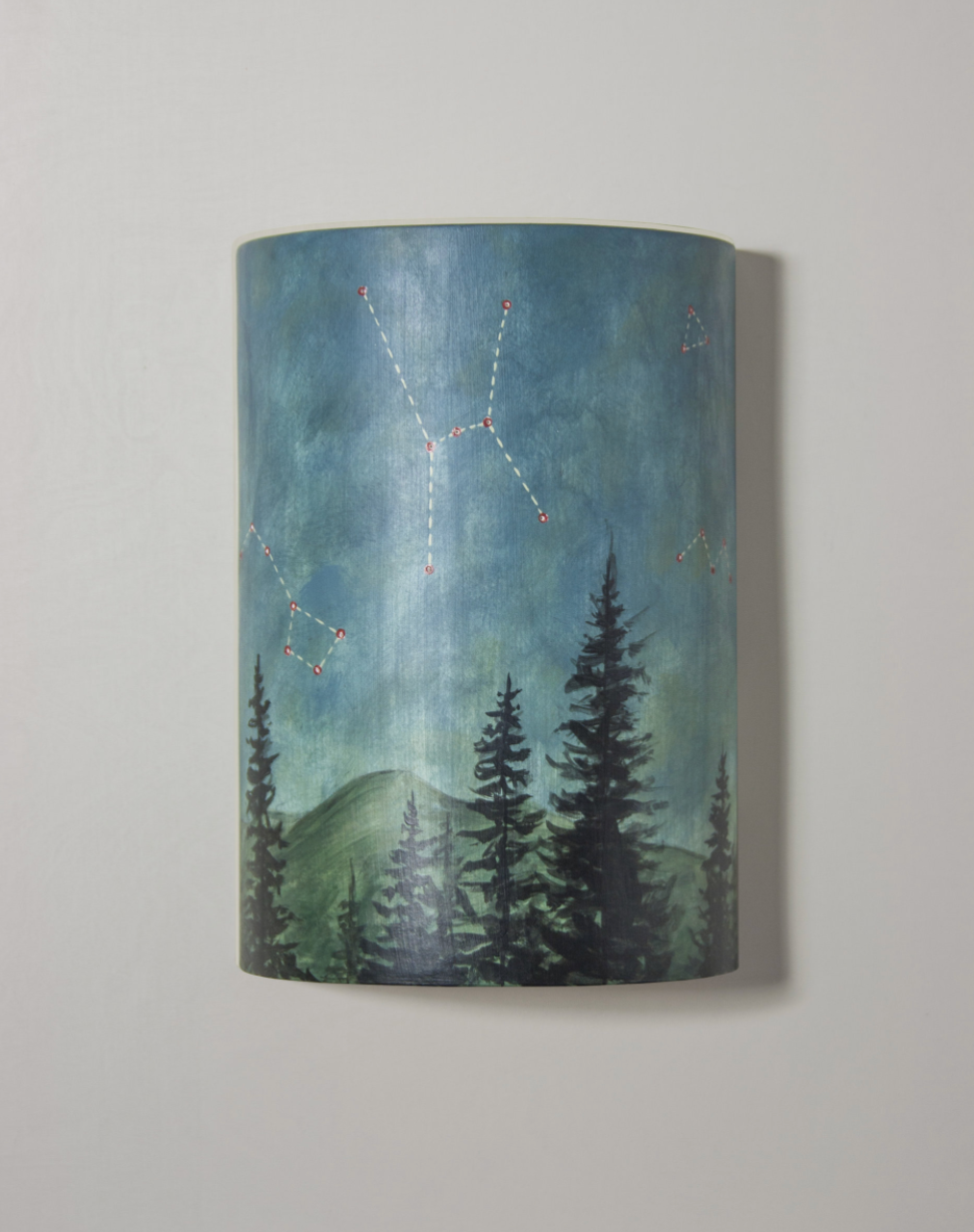 Hand Painted Wide Ceramic Cylinder Sconce in Midnight Sky