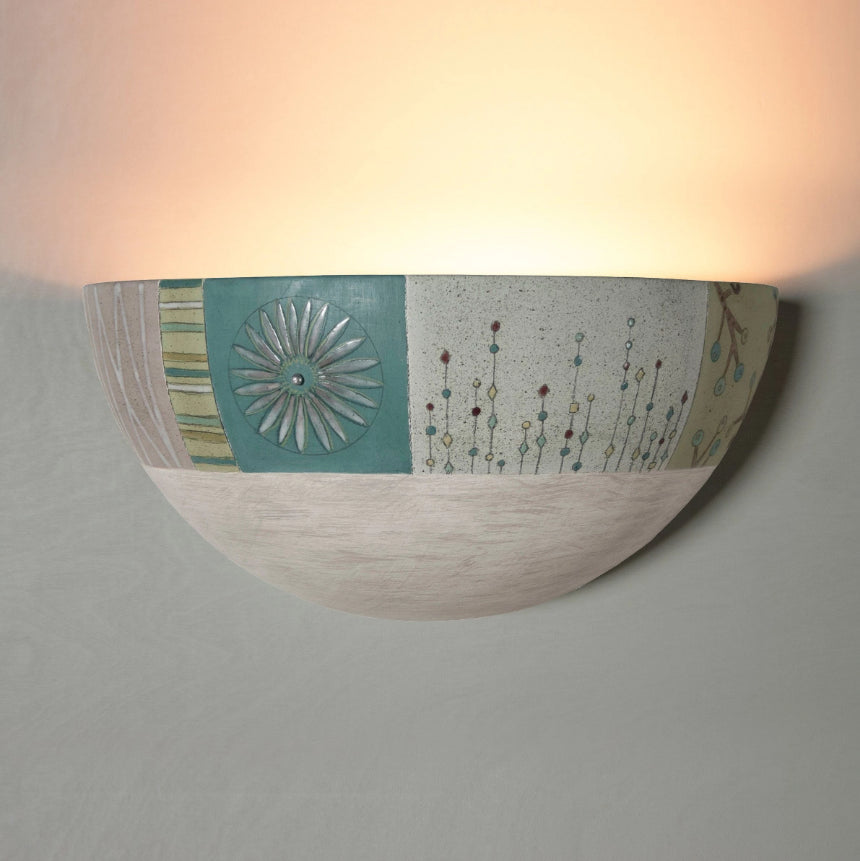 Janna Ugone & Co Wall Sconces Hand Painted Ceramic Half Sphere Sconce in Modern Field