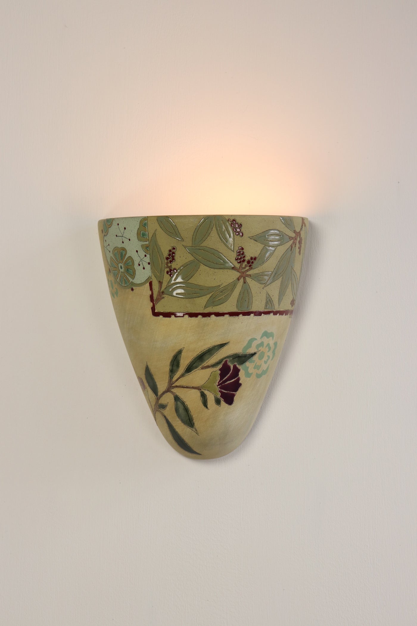 Janna Ugone & Co Wall Sconces Ceramic Sconce in Peony Ribbon