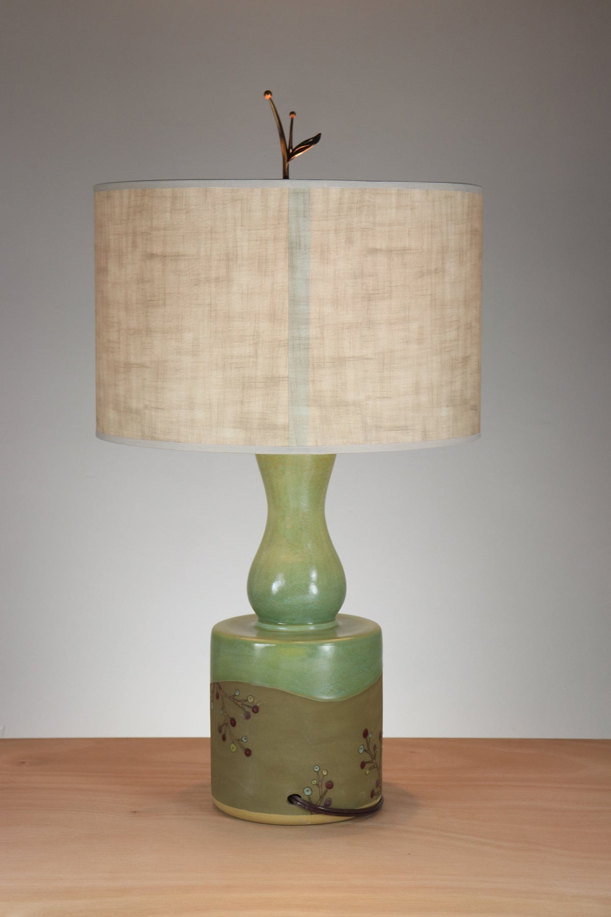 Janna Ugone &amp; Co Table Lamp Ceramic Seaberries Table Lamp with Large Drum Shade in Linen