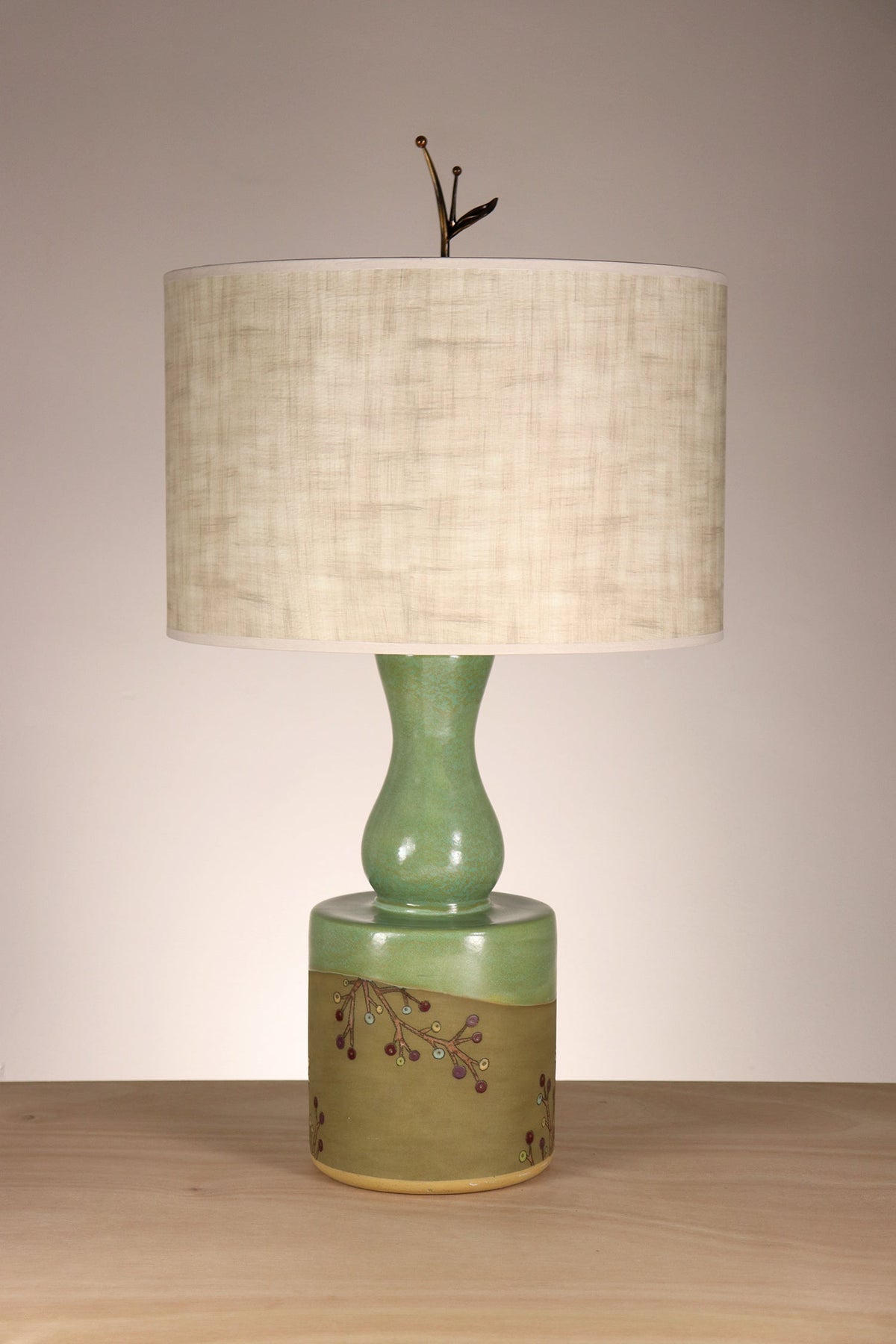 Janna Ugone &amp; Co Table Lamp Ceramic Seaberries Table Lamp with Large Drum Shade in Linen