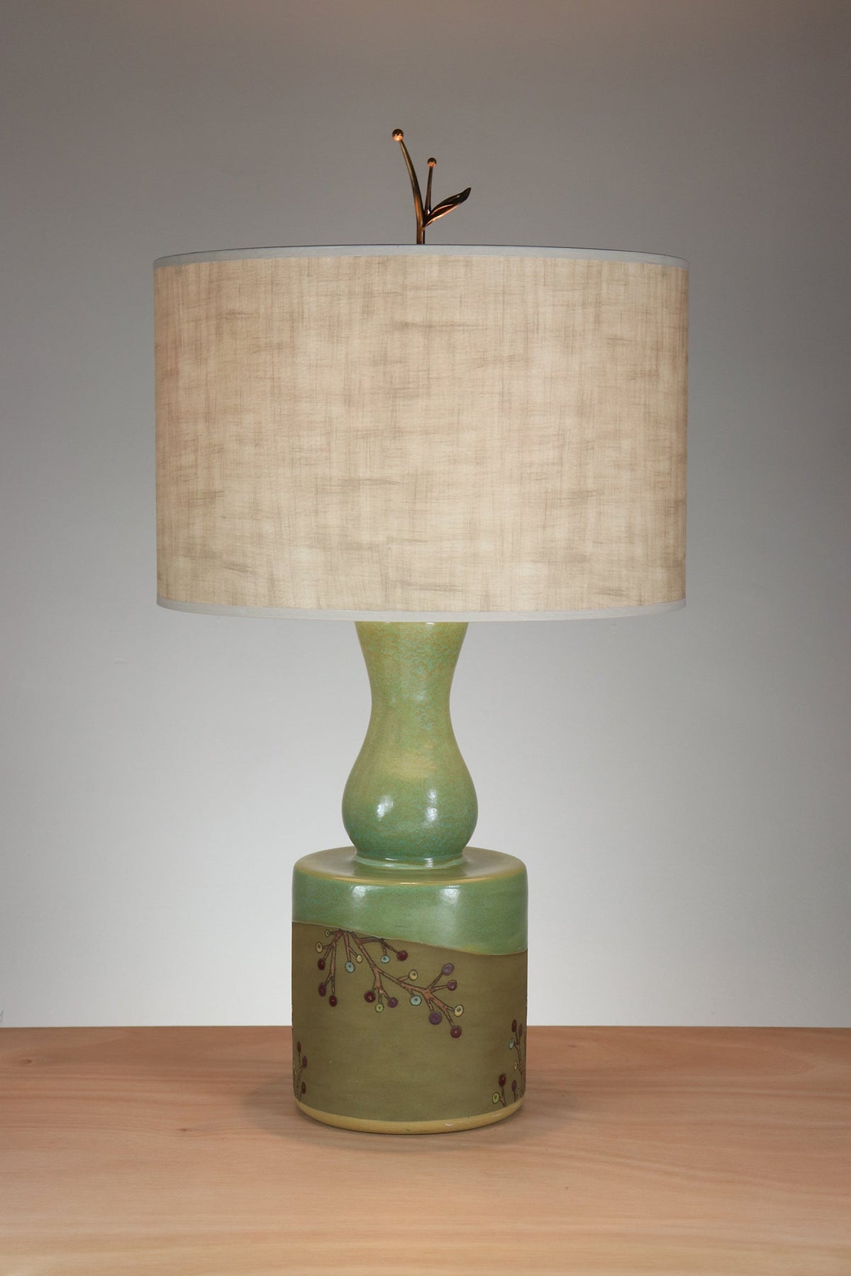 Janna Ugone &amp; Co Table Lamp Ceramic Seaberries Table Lamp with Large Drum Shade in Linen