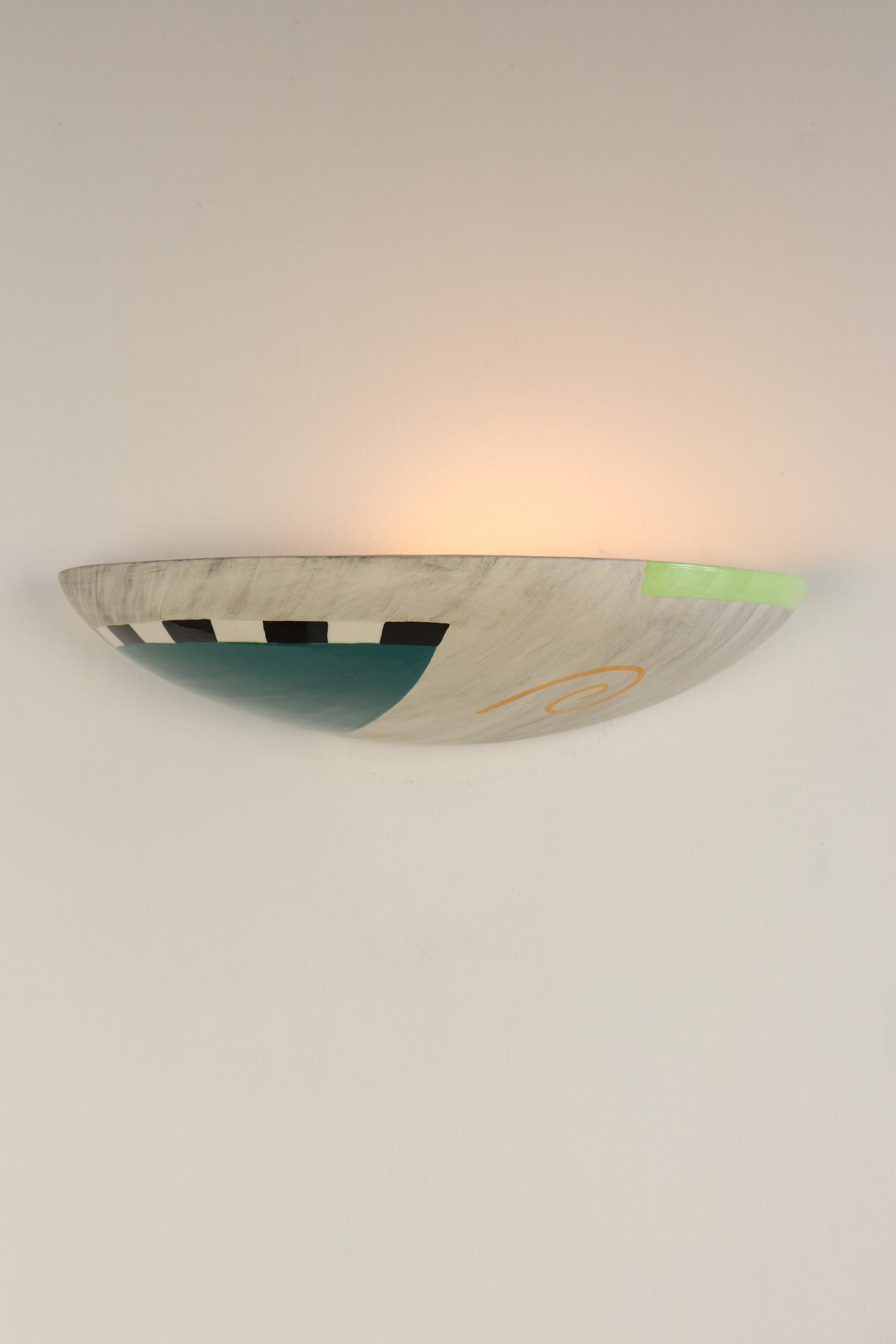 Janna Ugone & Co Wall Sconces Ceramic Shallow Sconce in Ash and Jade Green