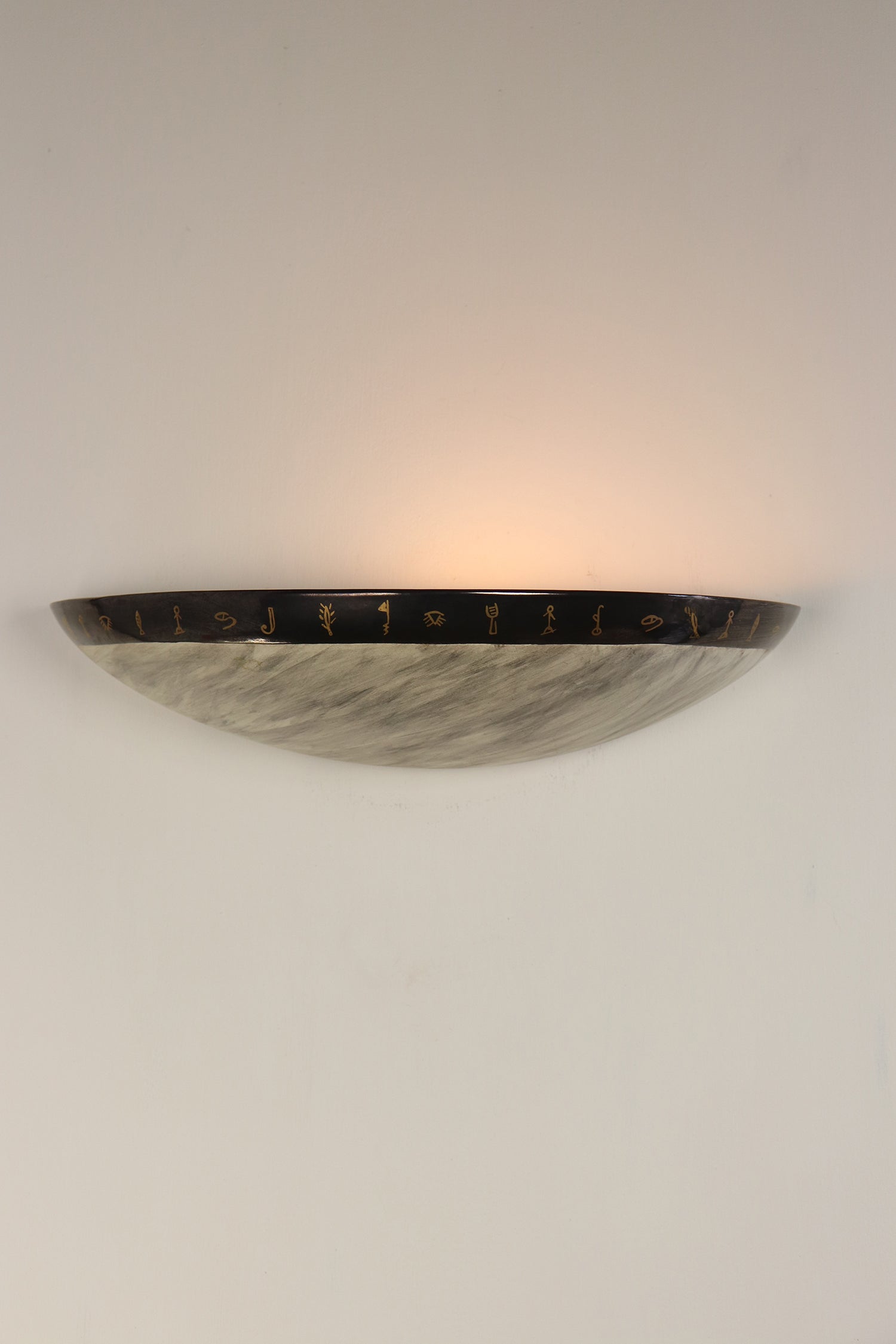 Janna Ugone & Co Wall Sconces Ceramic Shallow Sconce in Ash Heiroglyphics
