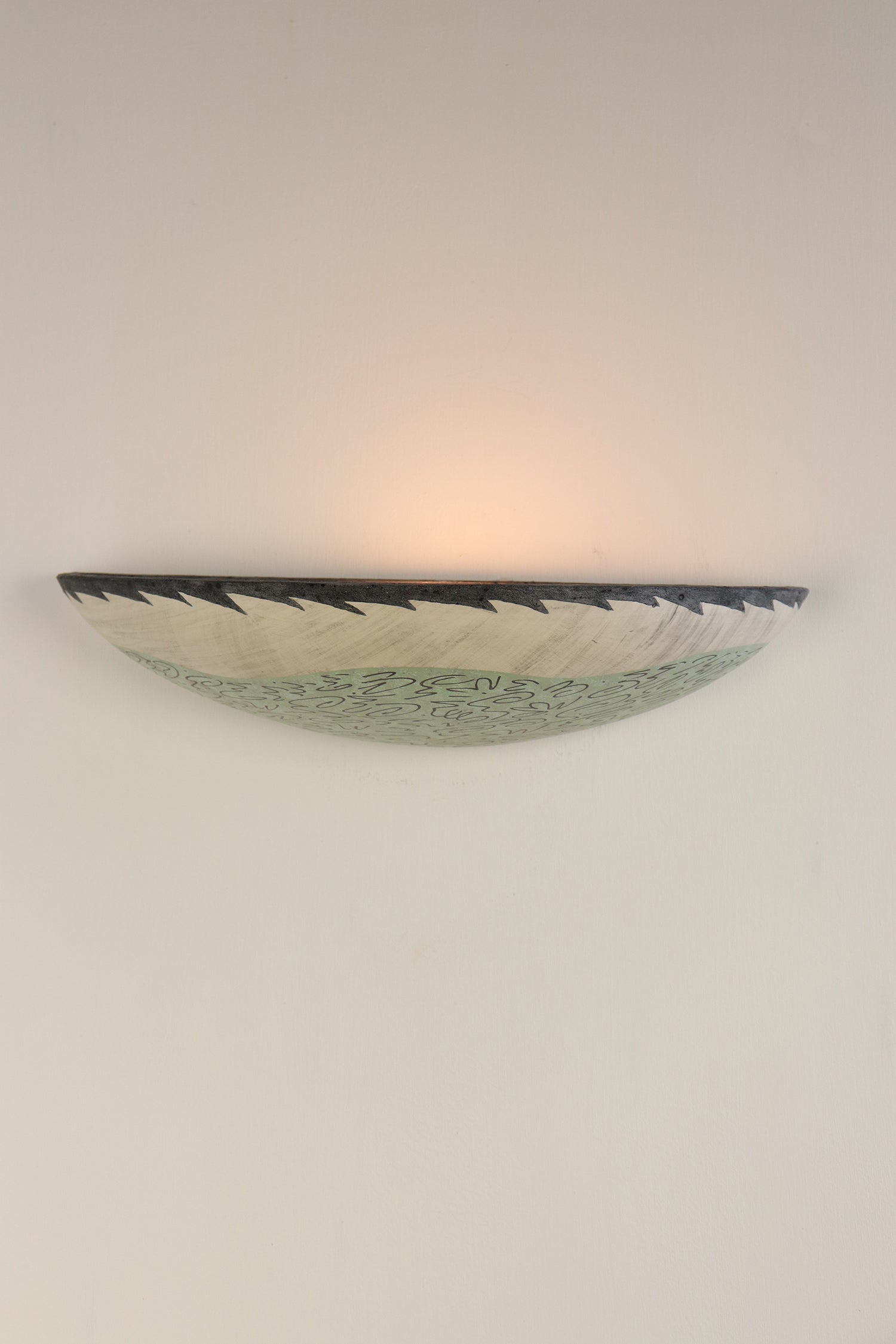 Janna Ugone & Co Wall Sconces Ceramic Shallow Sconce in Green Scribble