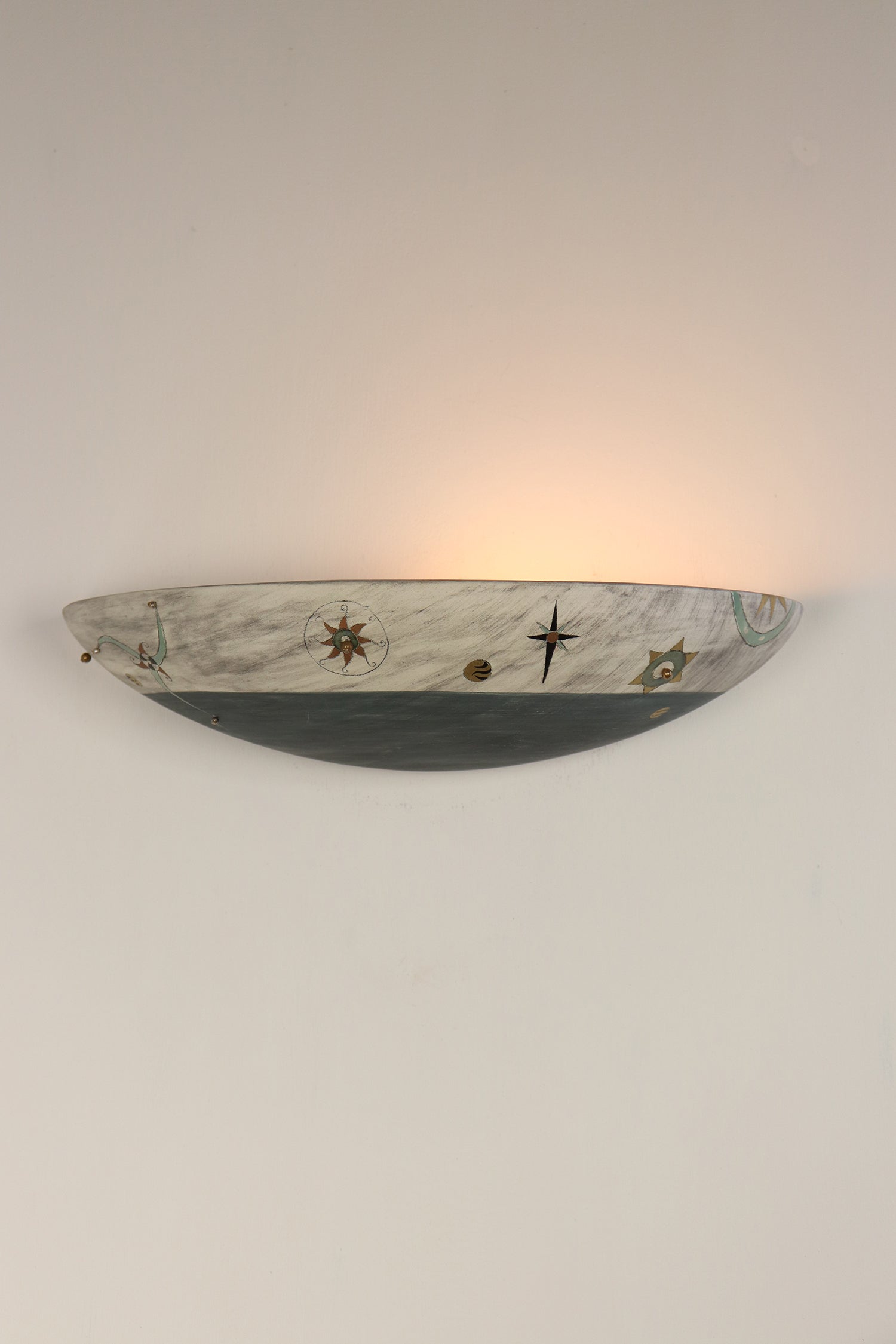 Janna Ugone & Co Wall Sconces Ceramic Shallow Sconce in Medallion Border in Navy