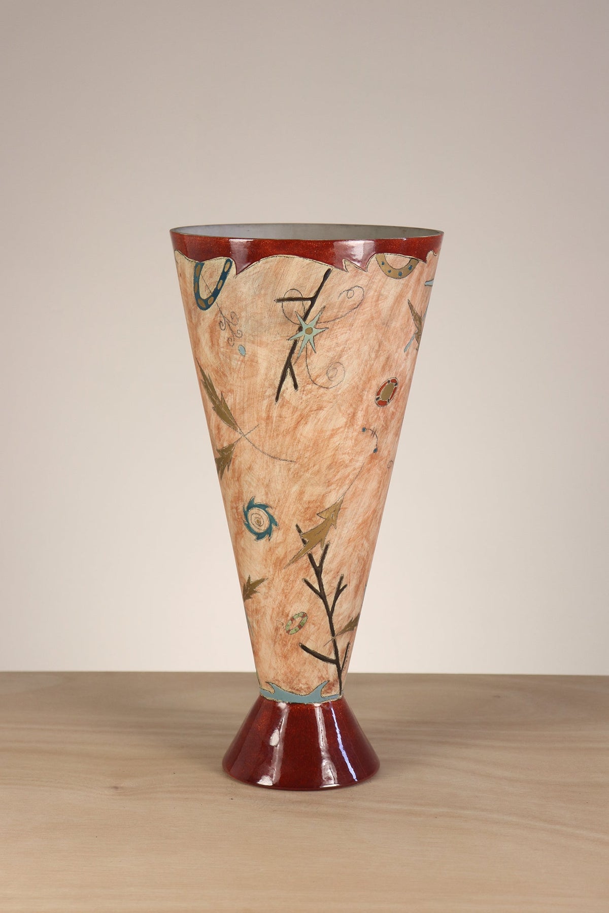 Janna Ugone &amp; Co Ceramic Single Cone Torchiere in Terra Seascape