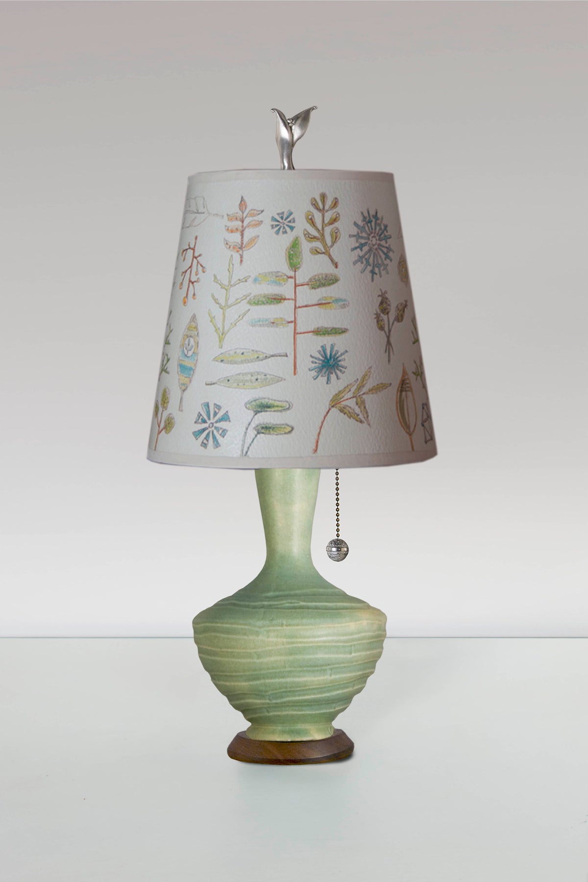 Janna Ugone &amp; Co Table Lamp Ceramic Table Lamp in Old Copper with Small Drum Shade in Field Chart