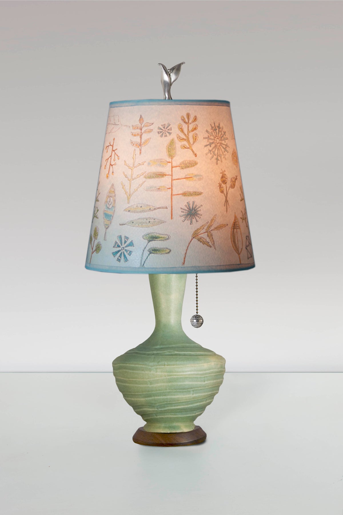 Janna Ugone &amp; Co Table Lamp Ceramic Table Lamp in Old Copper with Small Drum Shade in Field Chart