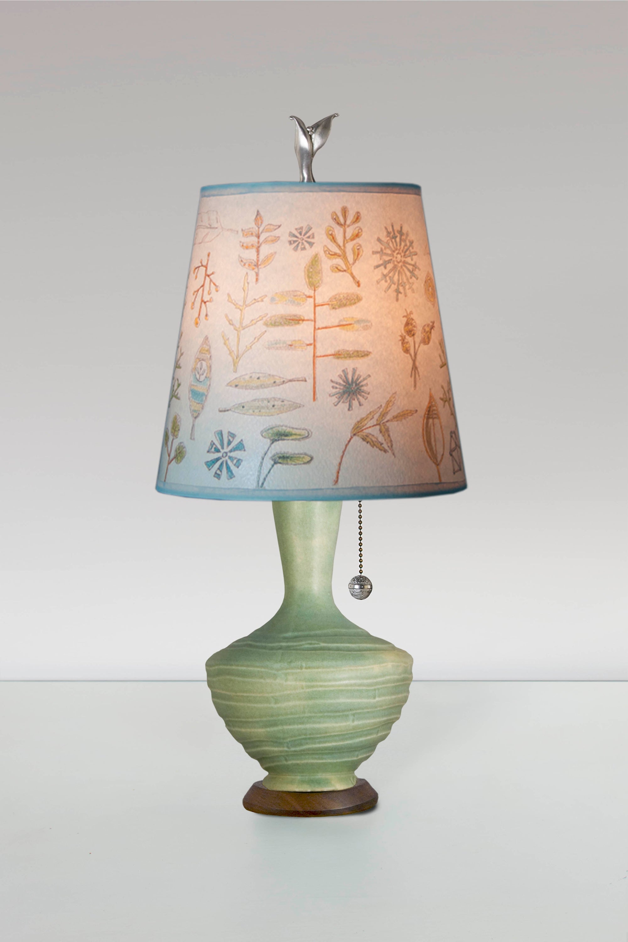 Janna Ugone & Co Table Lamp Ceramic Table Lamp in Old Copper with Small Drum Shade in Field Chart