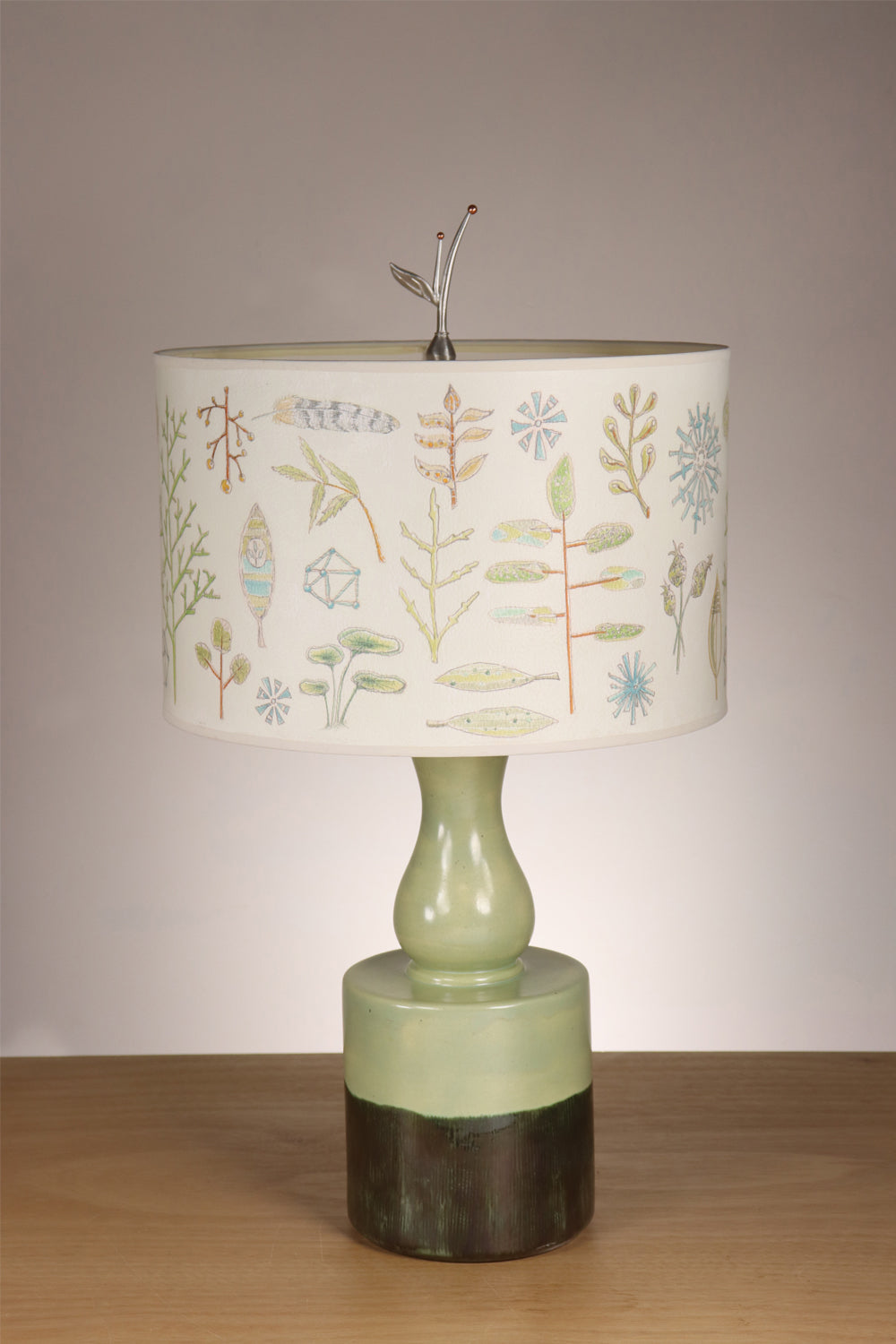 Janna Ugone & Co Table Lamp Ceramic Table Lamp with Large Drum Shade in Field Chart