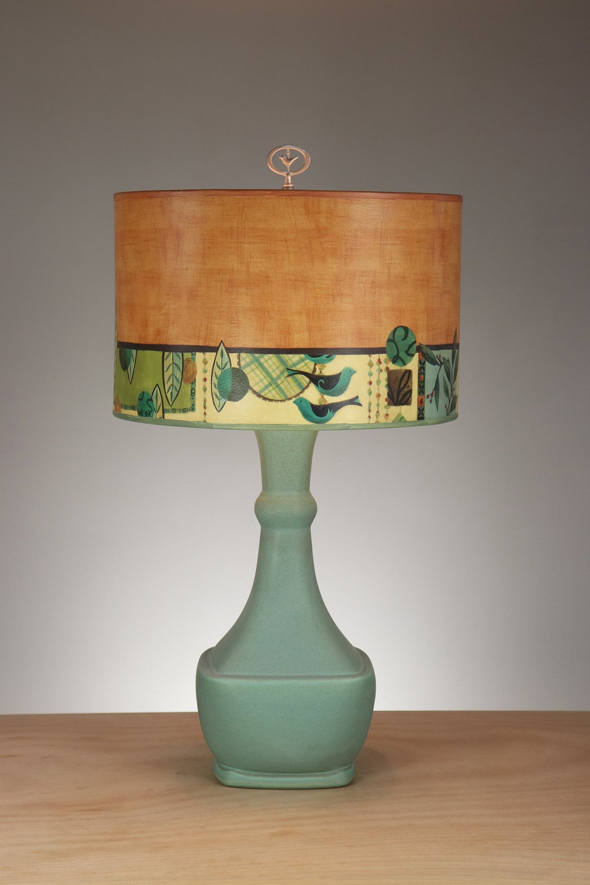 Janna Ugone &amp; Co Table Lamp Ceramic Table Lamp with Large Drum Shade in New Capri in Spice