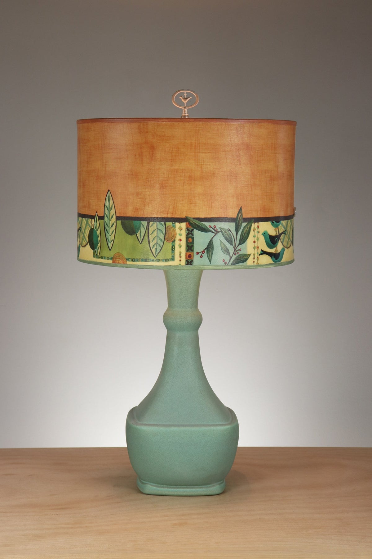 Janna Ugone &amp; Co Table Lamp Ceramic Table Lamp with Large Drum Shade in New Capri in Spice
