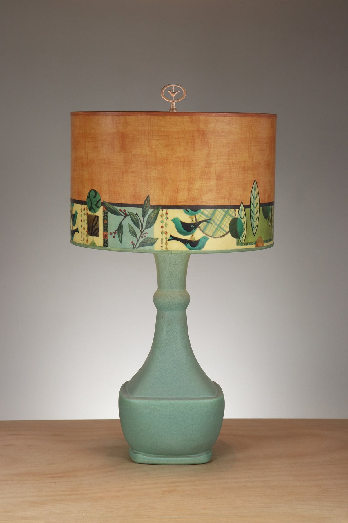 Janna Ugone &amp; Co Table Lamp Ceramic Table Lamp with Large Drum Shade in New Capri in Spice