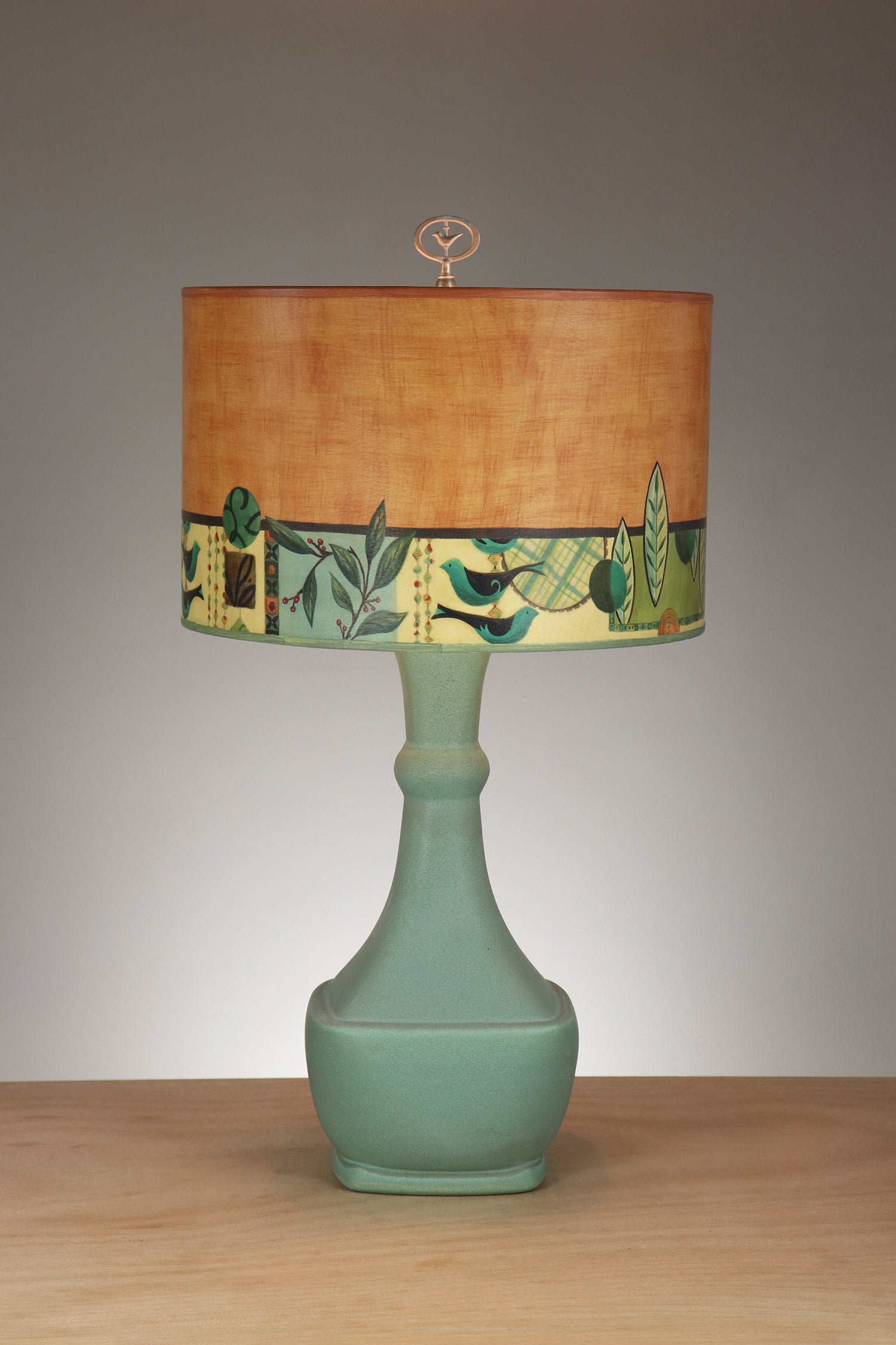 Janna Ugone & Co Table Lamp Ceramic Table Lamp with Large Drum Shade in New Capri in Spice