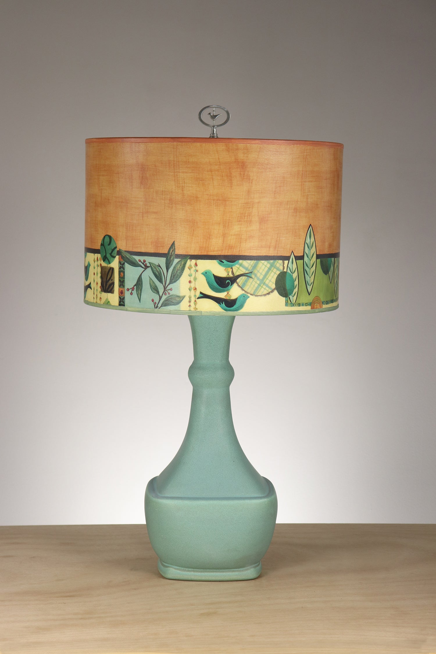 Janna Ugone & Co Table Lamp Ceramic Table Lamp with Large Drum Shade in New Capri in Spice