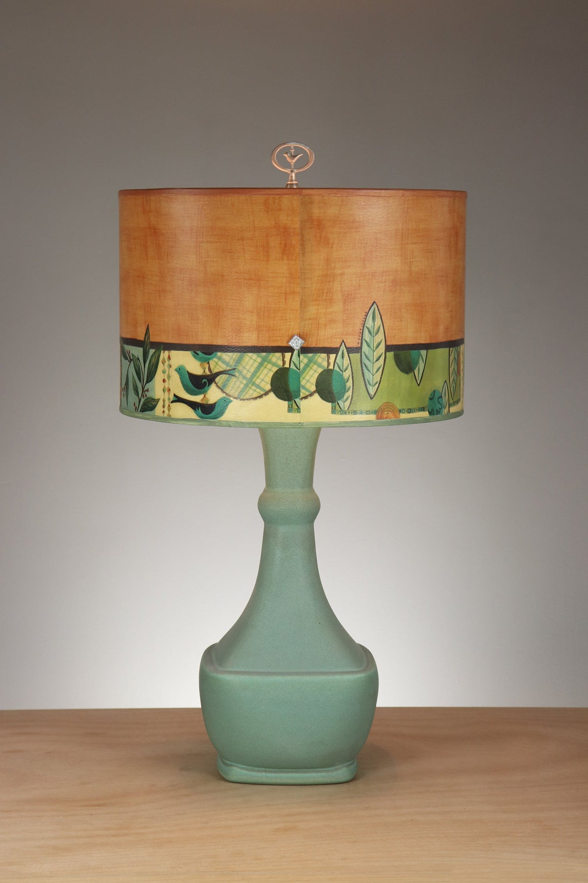 Janna Ugone &amp; Co Table Lamp Ceramic Table Lamp with Large Drum Shade in New Capri in Spice