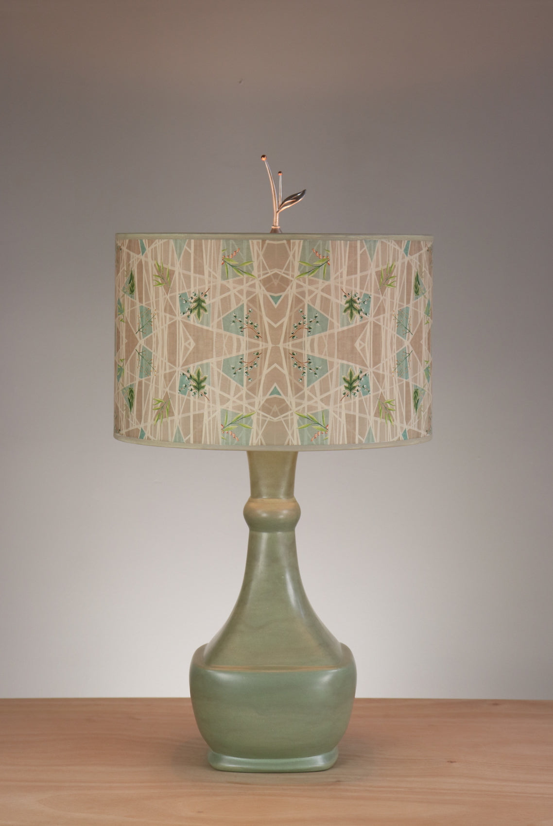 Janna Ugone &amp; Co Table Lamp Ceramic Table Lamp with Large Drum Shade in Prism