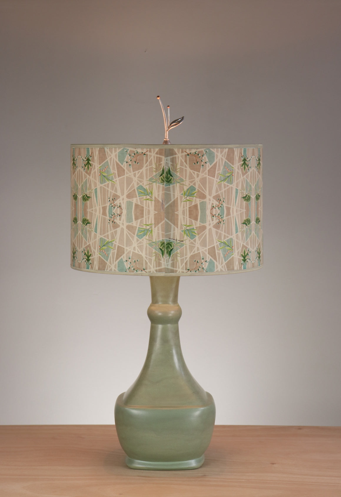 Janna Ugone &amp; Co Table Lamp Ceramic Table Lamp with Large Drum Shade in Prism