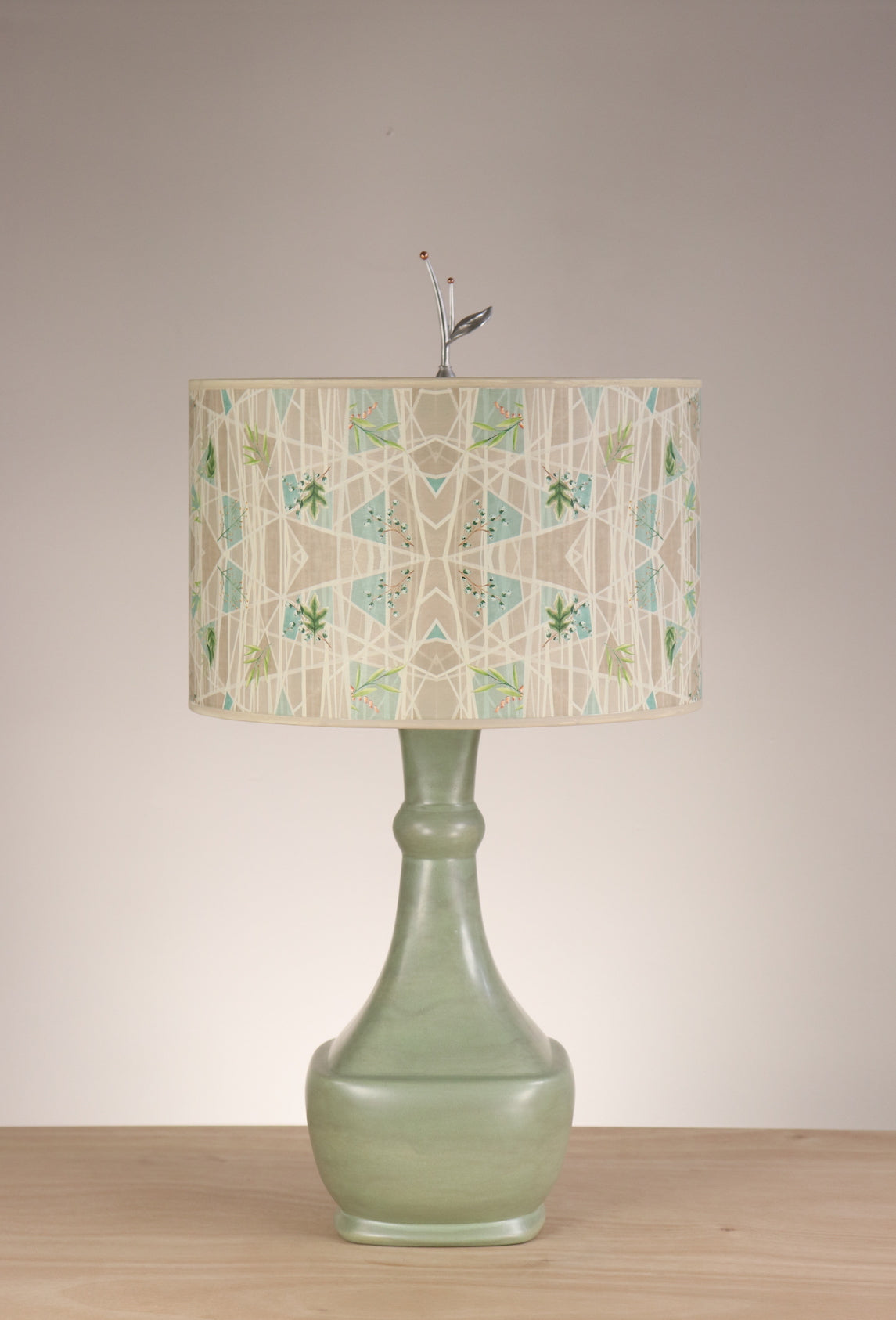 Janna Ugone &amp; Co Table Lamp Ceramic Table Lamp with Large Drum Shade in Prism