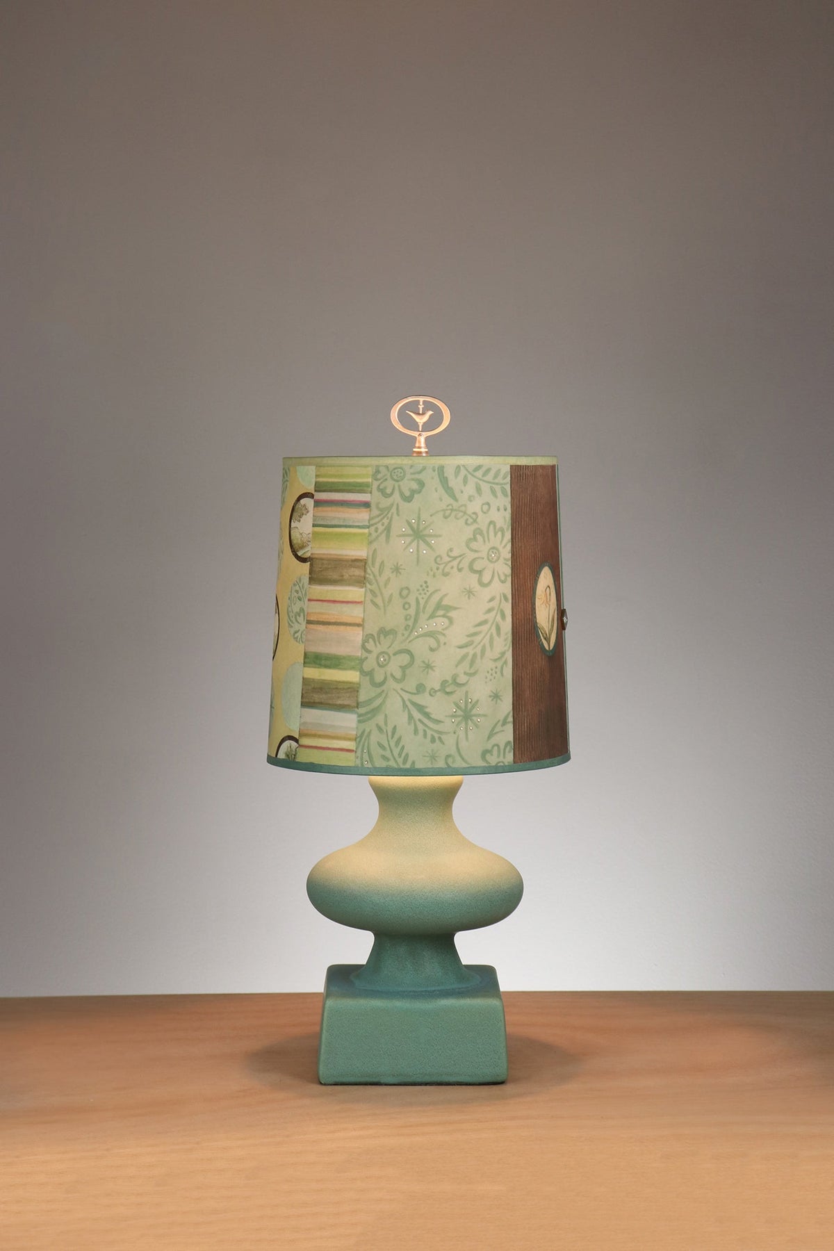 Janna Ugone &amp; Co Table Lamp Ceramic Table Lamp with Medium Drum Shade in River Mist