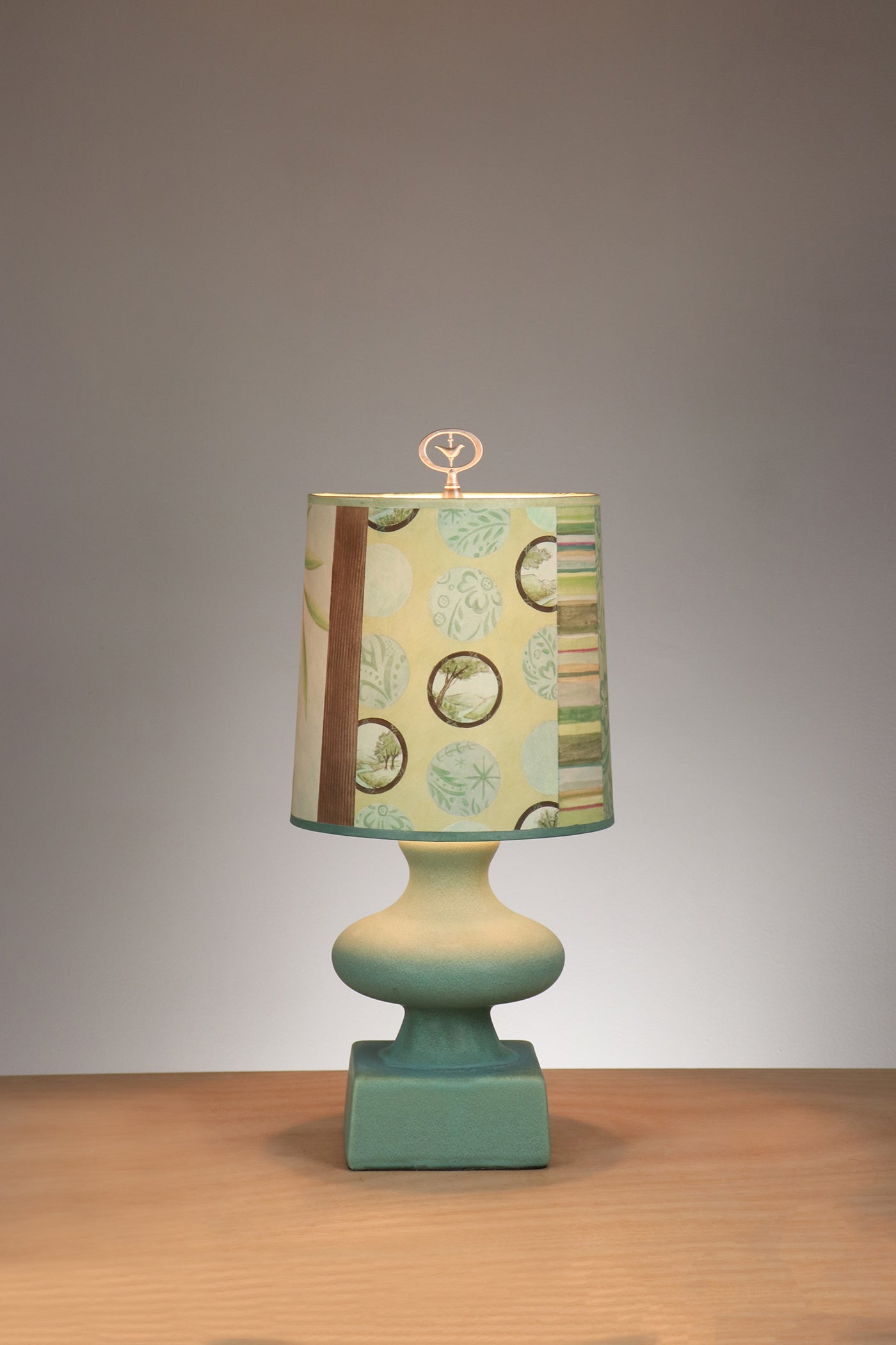 Janna Ugone & Co Table Lamp Ceramic Table Lamp with Medium Drum Shade in River Mist