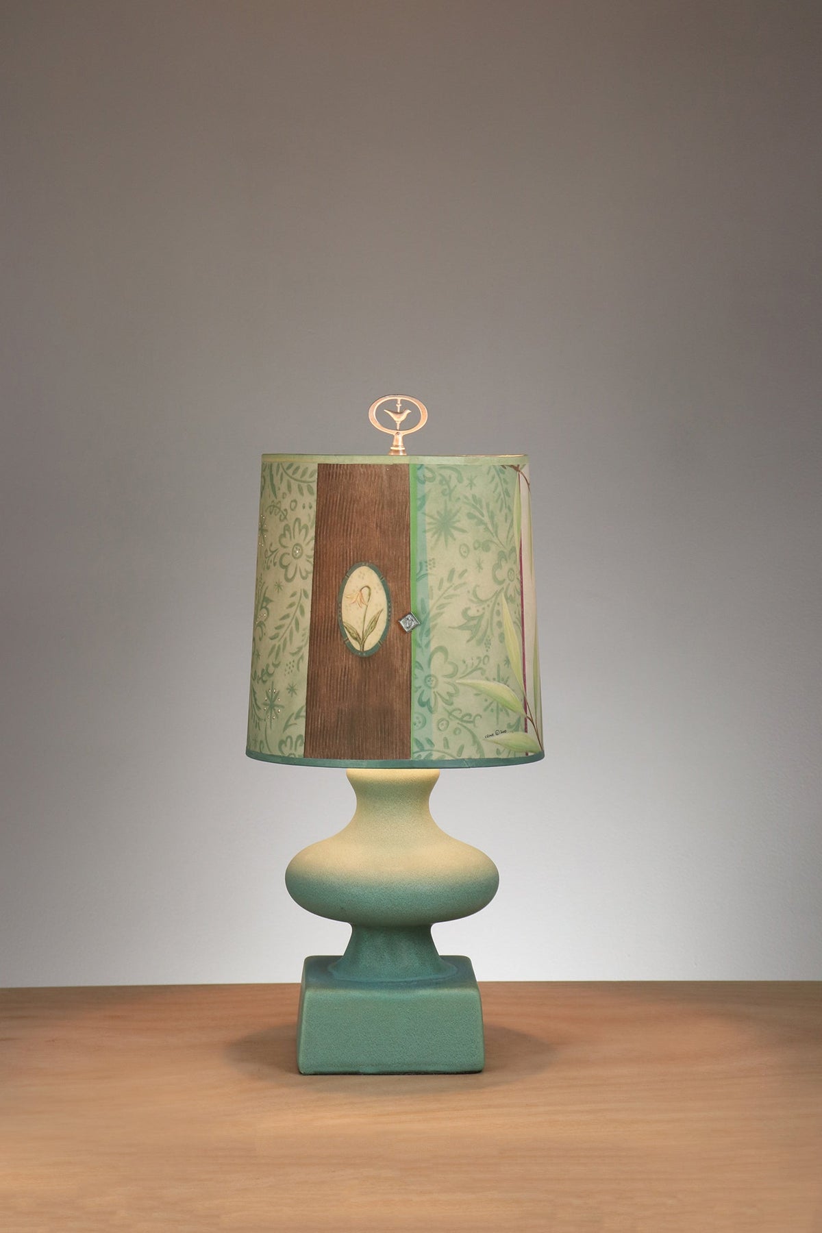 Janna Ugone &amp; Co Table Lamp Ceramic Table Lamp with Medium Drum Shade in River Mist