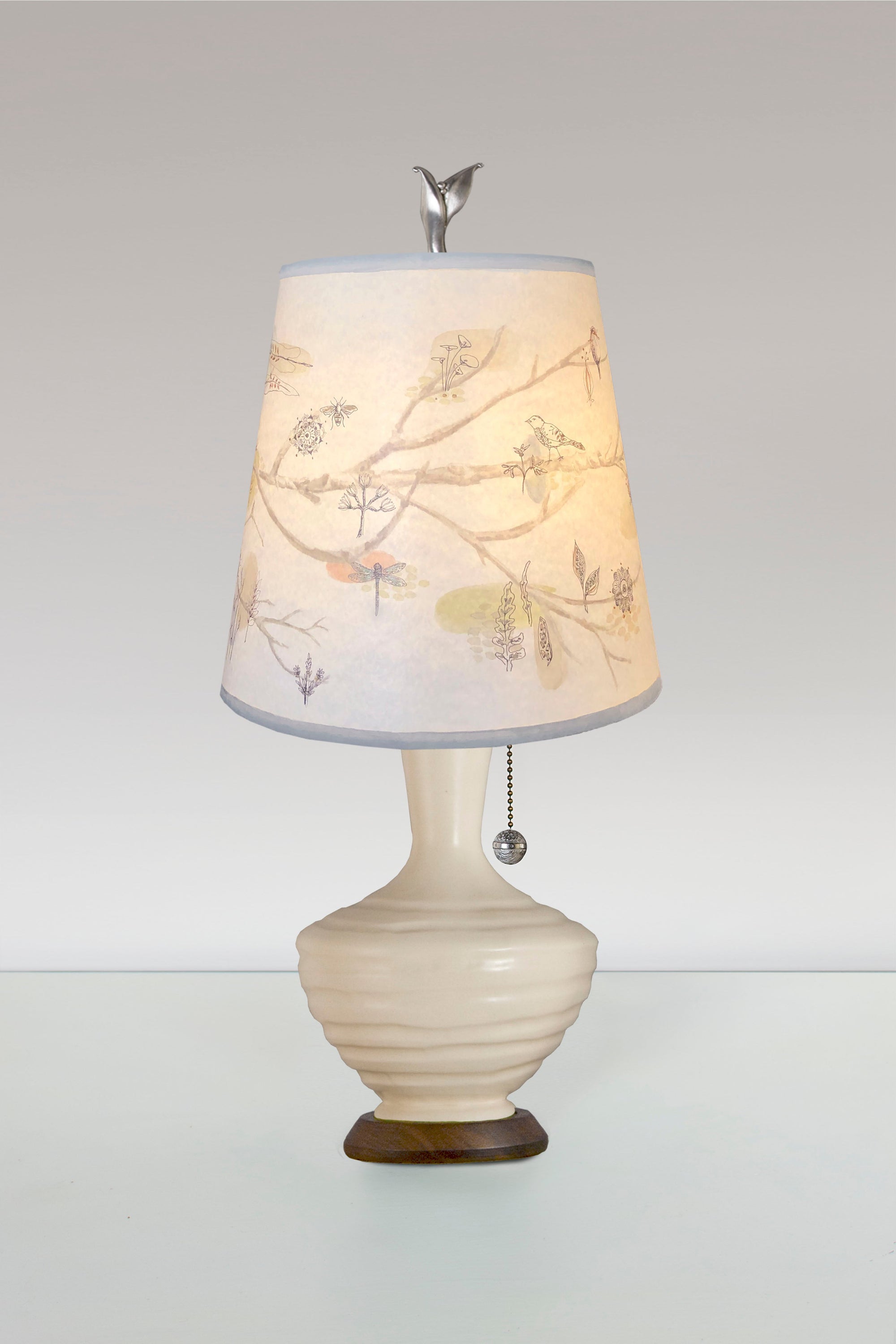 Janna Ugone & Co Table Lamps Ceramic Table Lamp with Small Drum Shade in Artful Branch