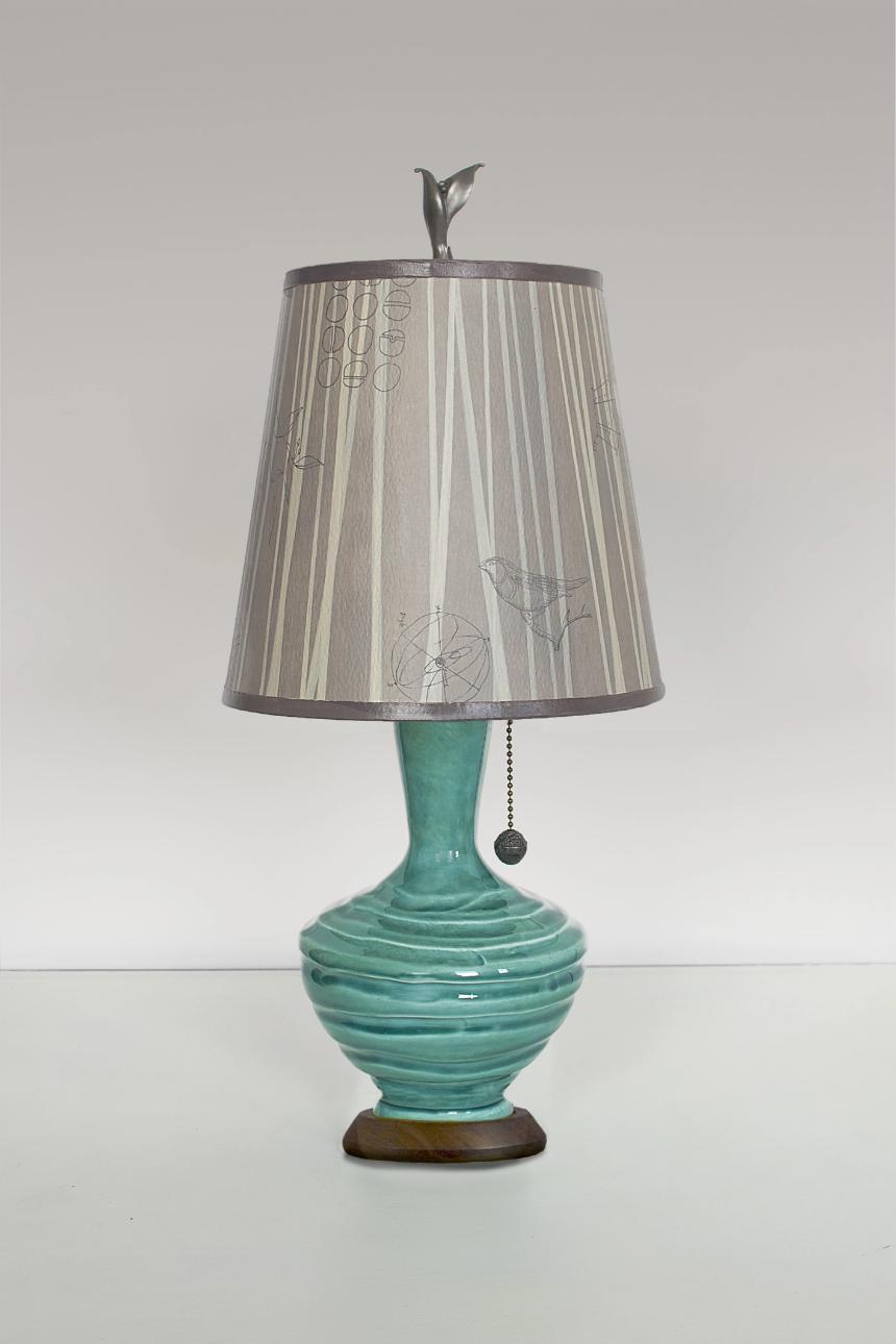 Janna Ugone & Co Table Lamps Ceramic Table Lamp with Small Drum Shade in Birch
