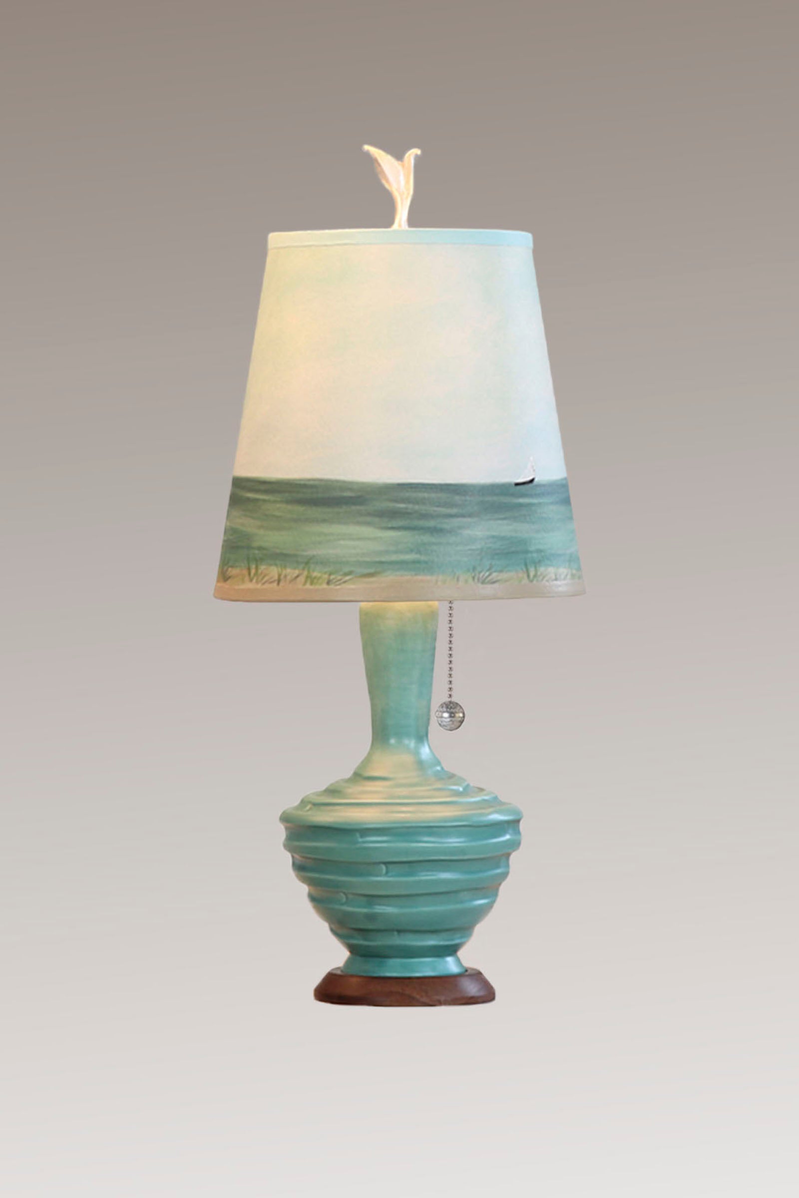 Janna Ugone & Co Table Lamps Ceramic Table Lamp with Small Drum Shade in Shore