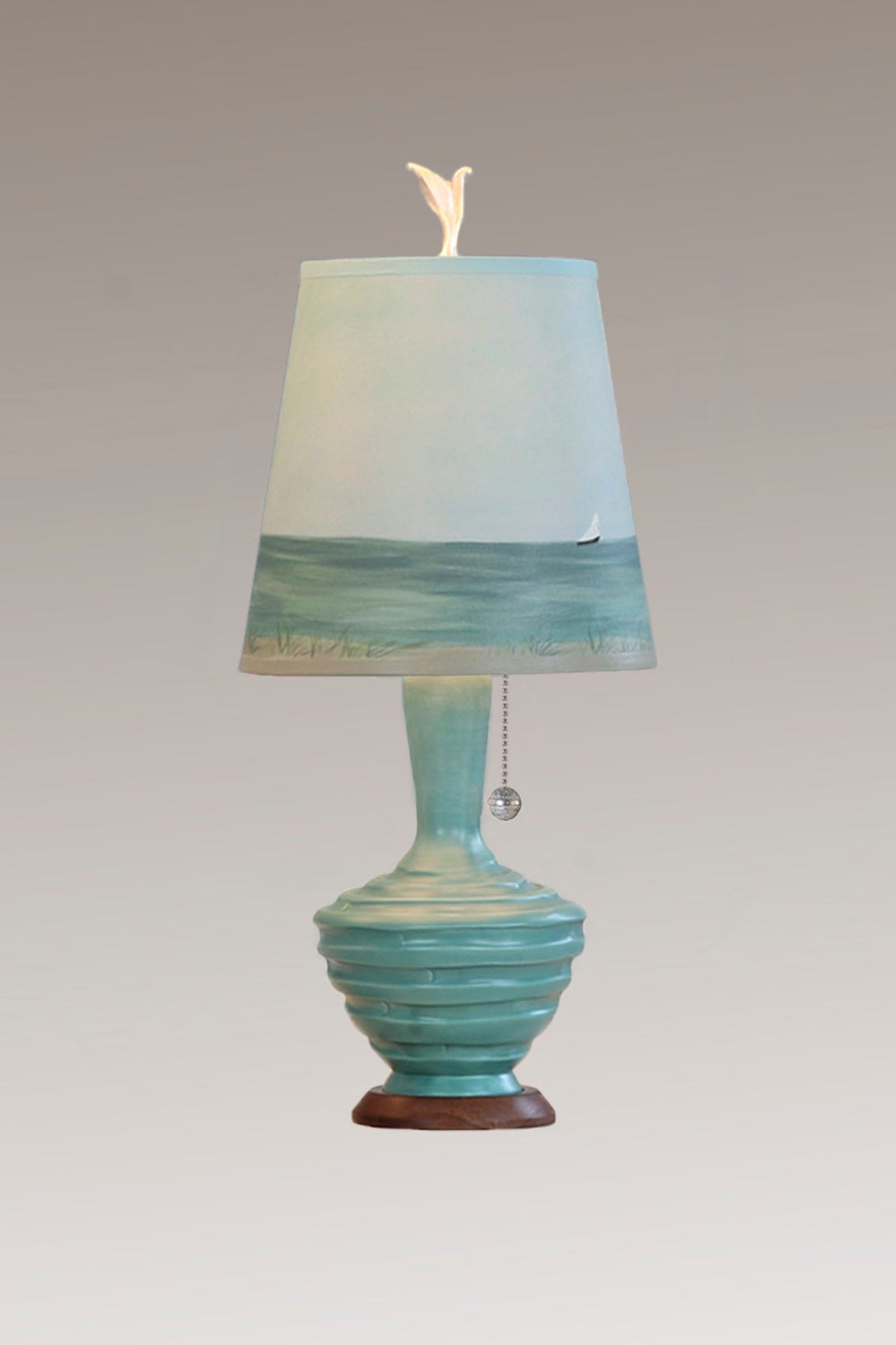 Ceramic Table Lamp with Small Drum Shade in Shore