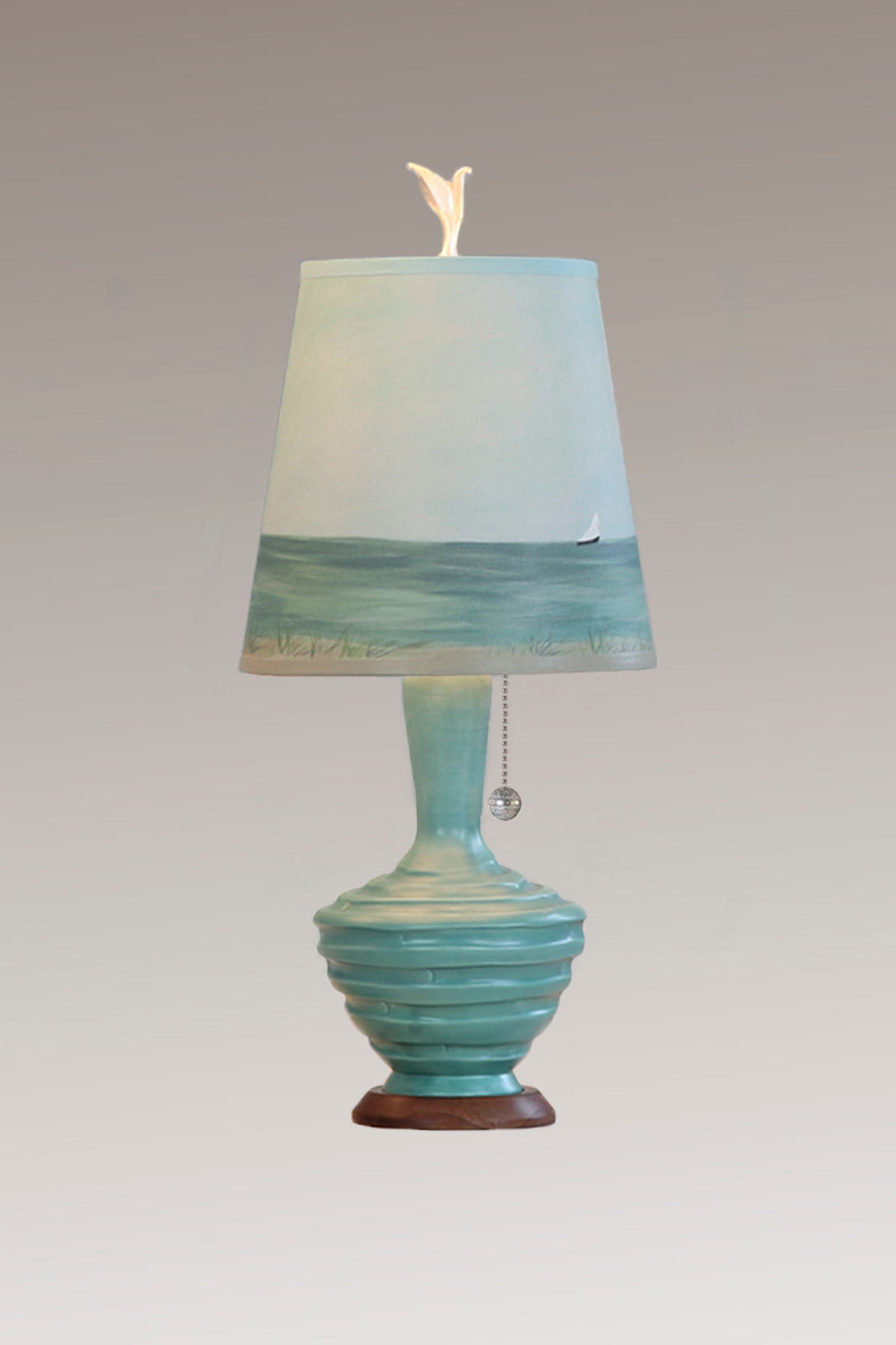 Janna Ugone & Co Table Lamps Ceramic Table Lamp with Small Drum Shade in Shore