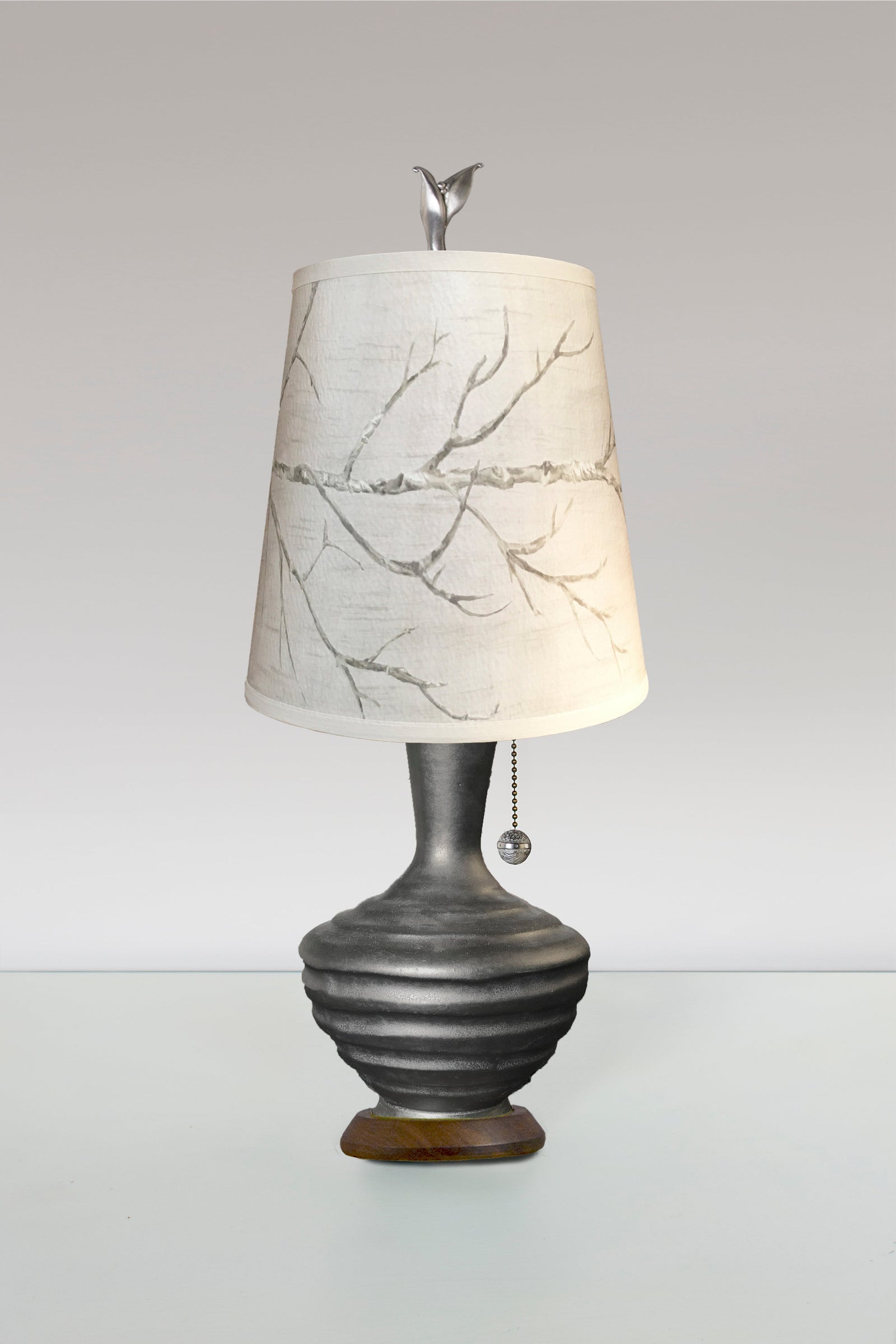 Janna Ugone & Co Table Lamps Ceramic Table Lamp with Small Drum Shade in Sweeping Branch