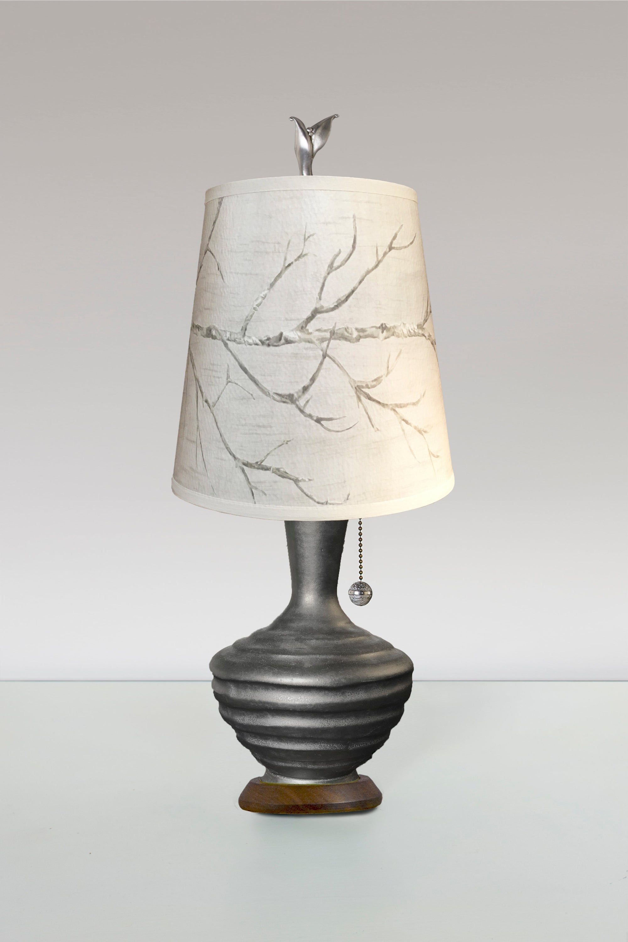 Janna Ugone & Co Table Lamps Ceramic Table Lamp with Small Drum Shade in Sweeping Branch