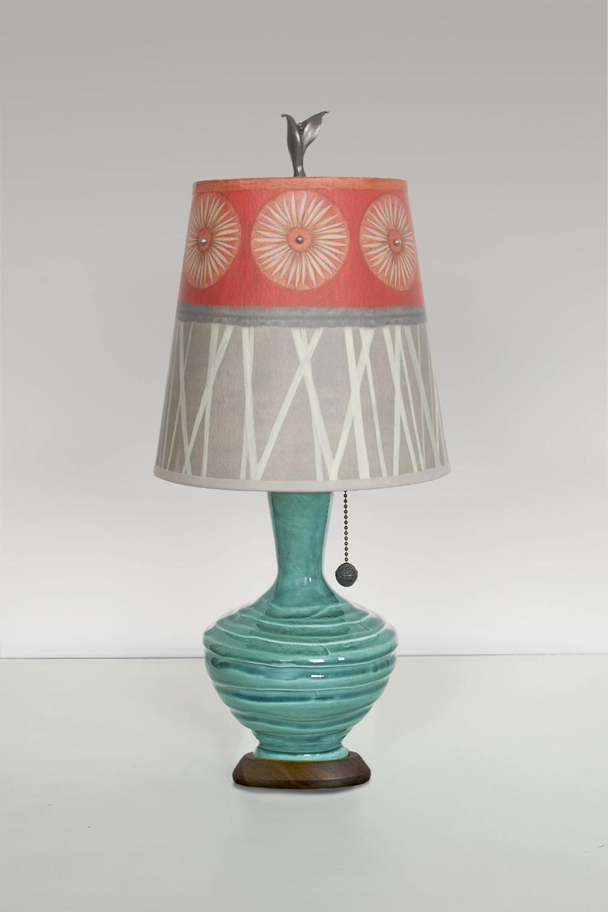 Janna Ugone & Co Table Lamps Ceramic Table Lamp with Small Drum Shade in Tang
