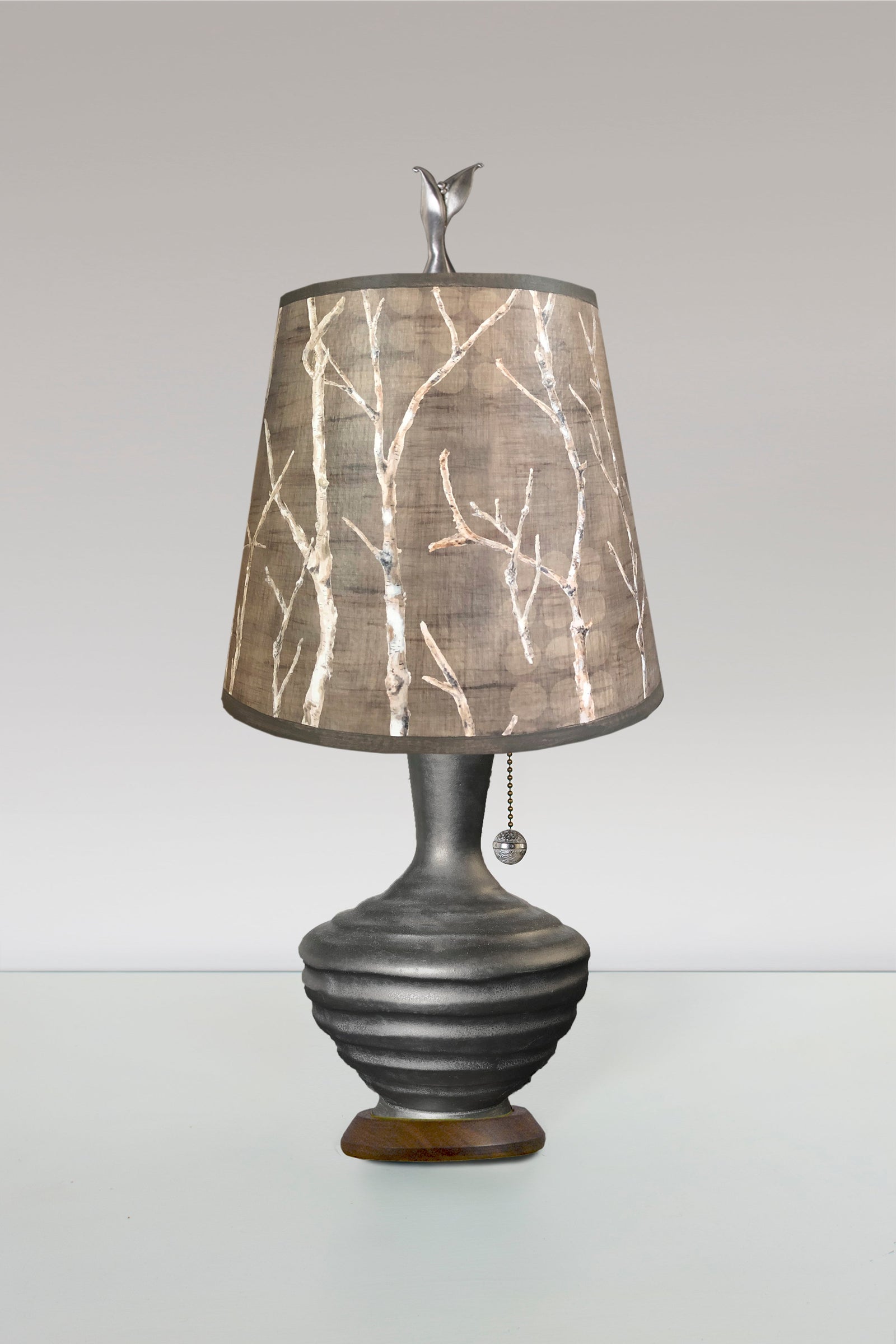 Janna Ugone & Co Table Lamps Ceramic Table Lamp with Small Drum Shade in Twigs