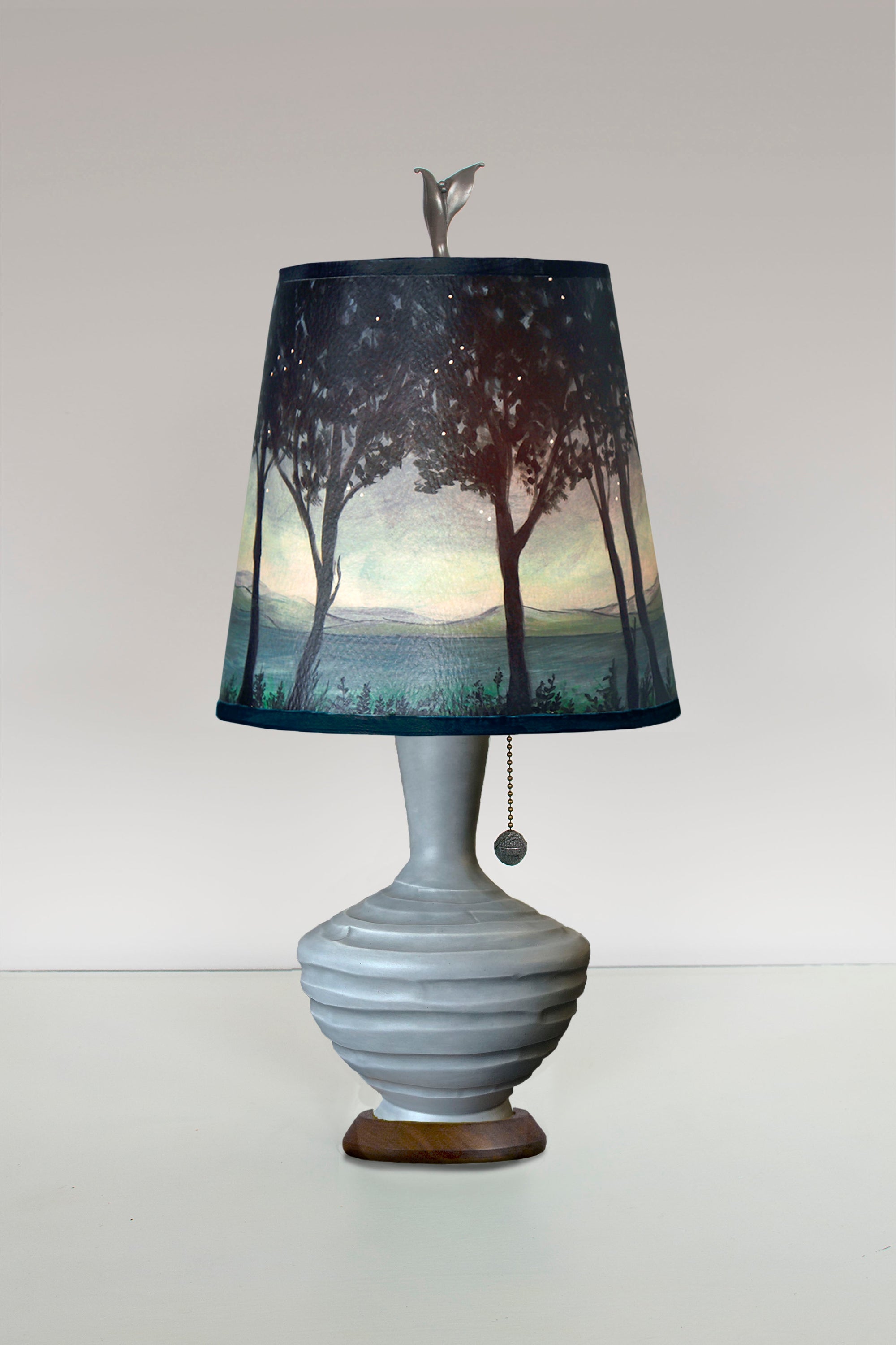 Janna Ugone & Co Table Lamps Ceramic Table Lamp with Small Drum Shade in Twilight
