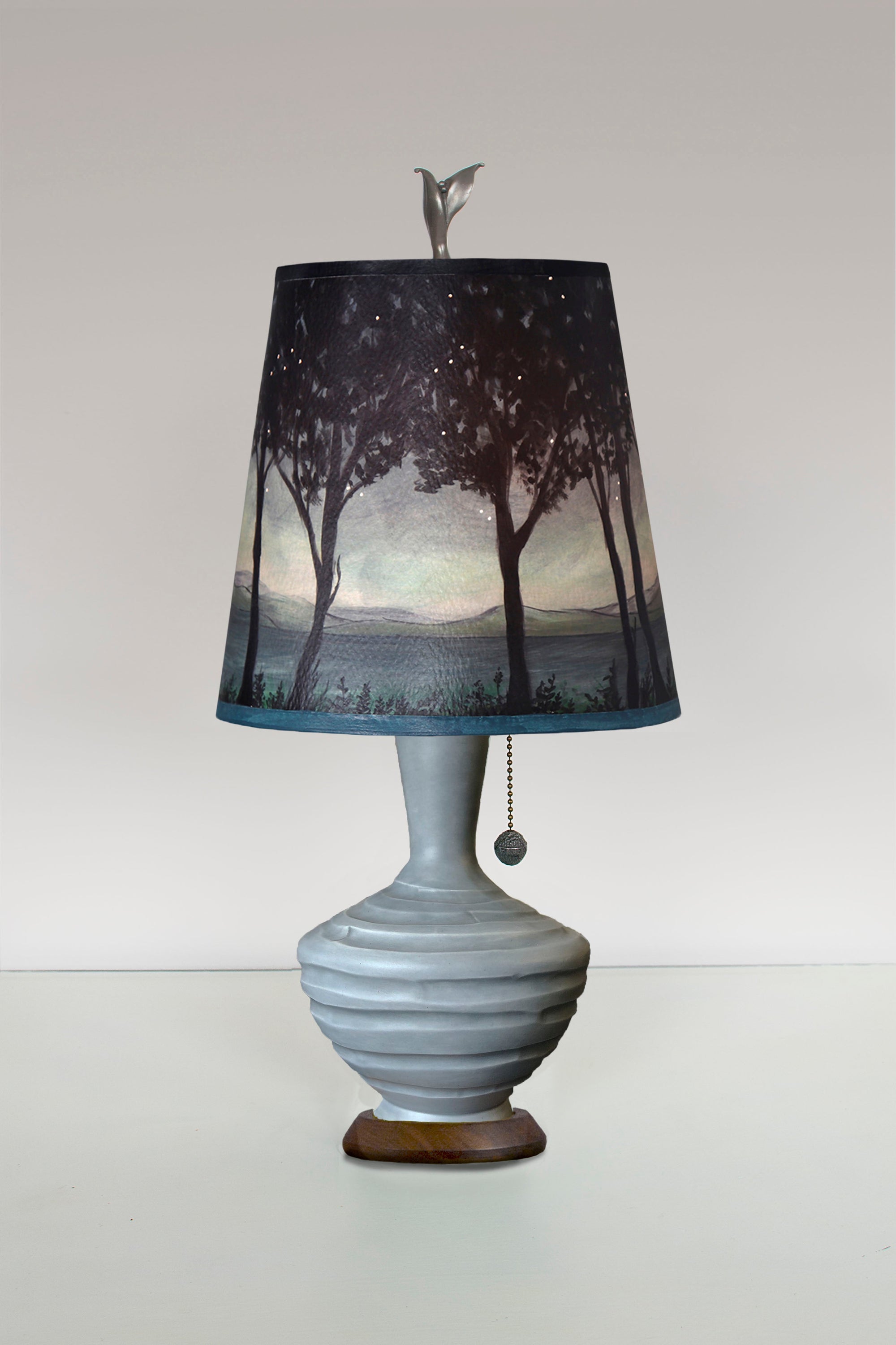 Janna Ugone & Co Table Lamps Ceramic Table Lamp with Small Drum Shade in Twilight