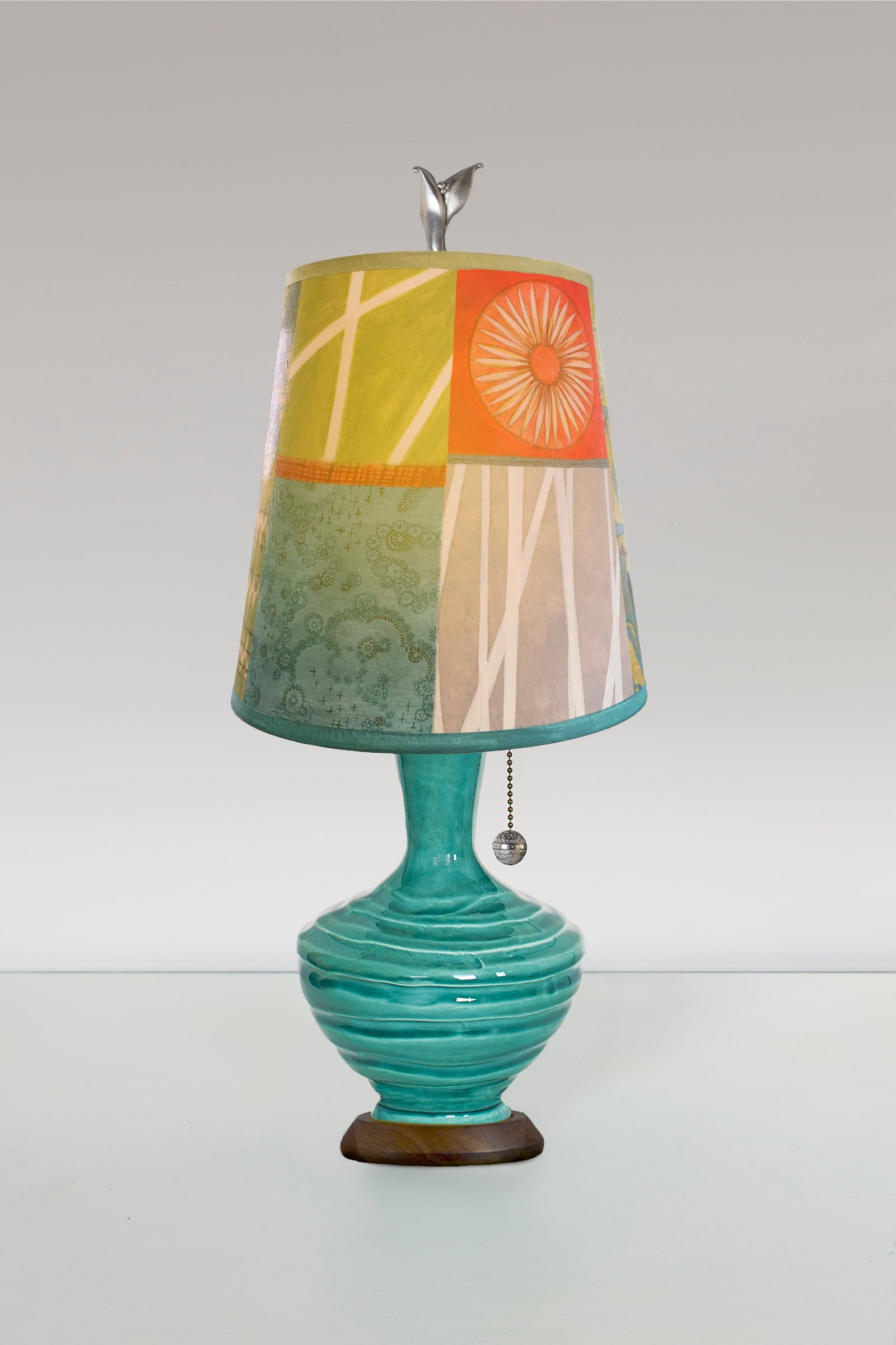 Janna Ugone & Co Table Lamps Ceramic Table Lamp with Small Drum Shade in Zest