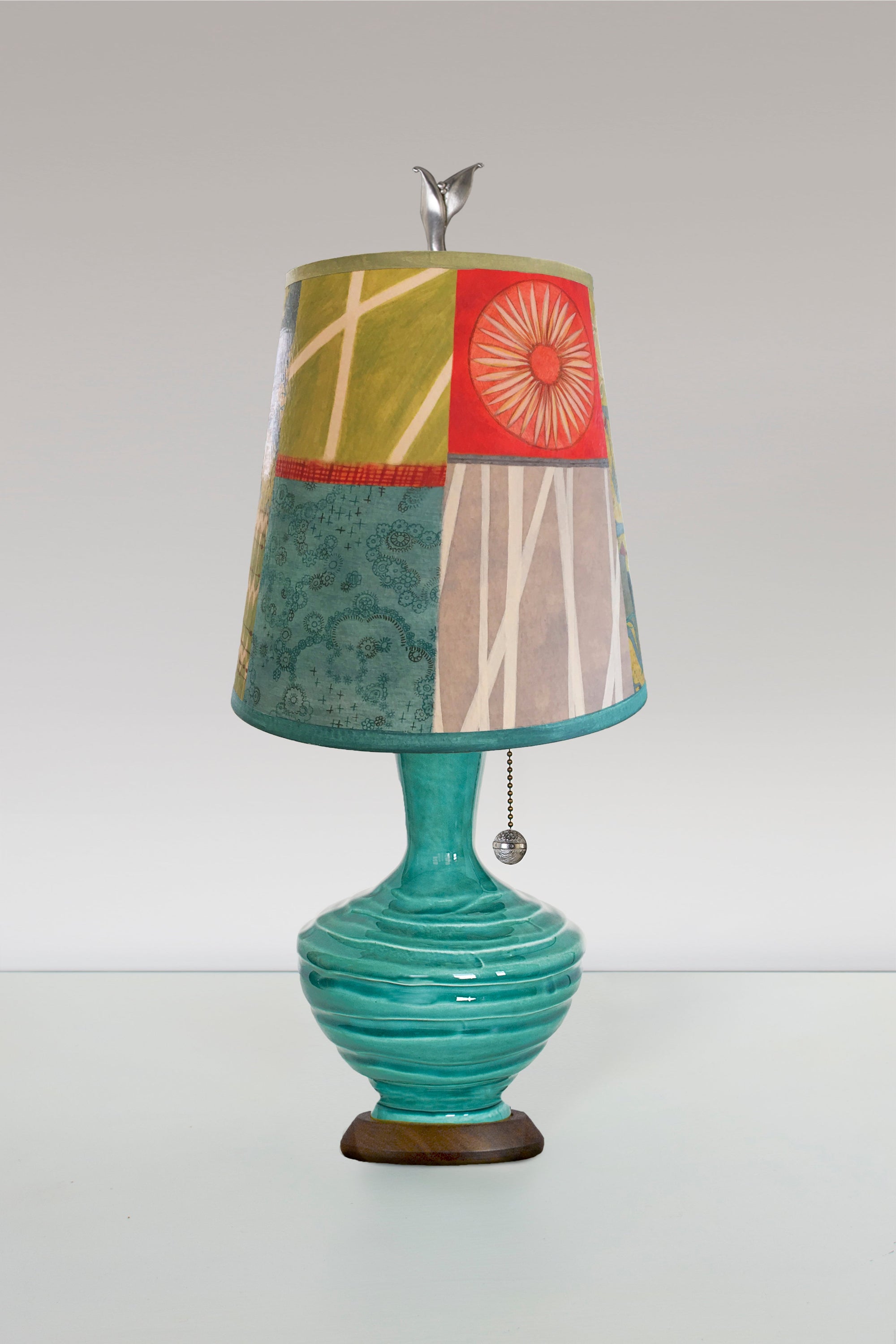 Janna Ugone & Co Table Lamps Ceramic Table Lamp with Small Drum Shade in Zest